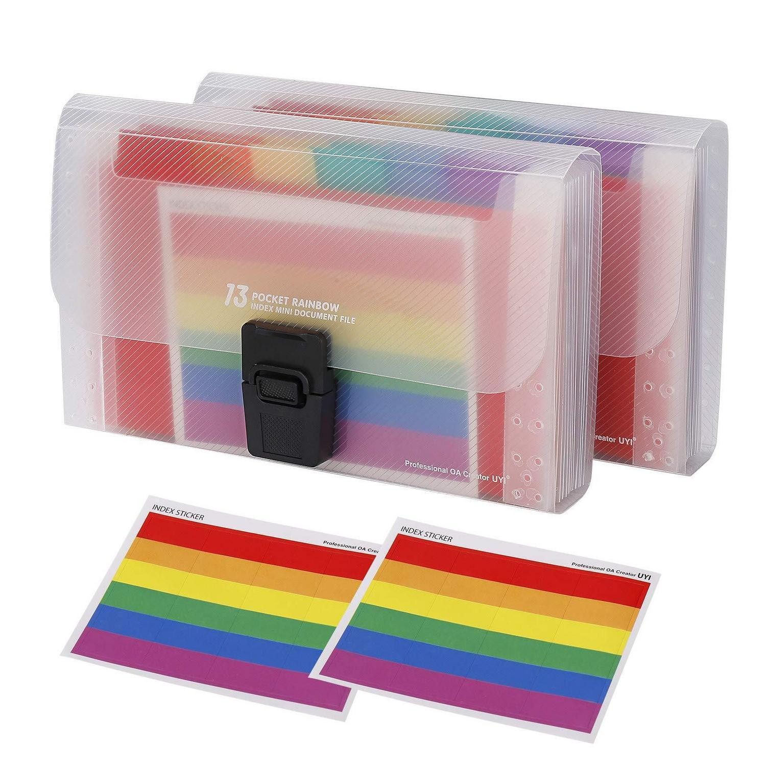 LuxusKollektion Fächermappe Fächermappe A6 13 Taschen bunt Kunststoff 2 Stück (2-St)
