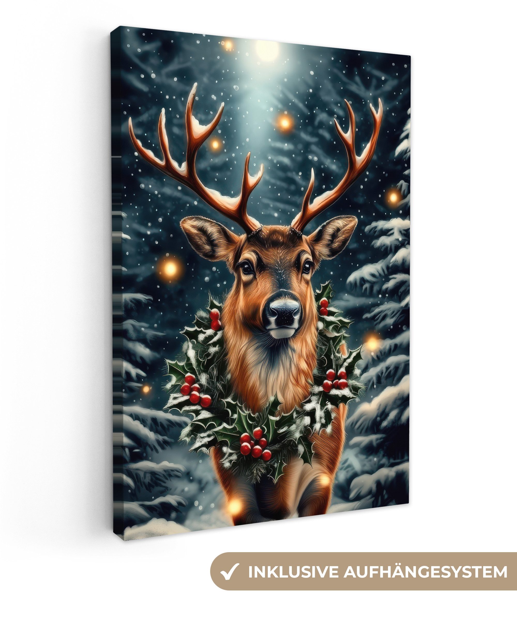 OneMillionCanvasses® Leinwandbild Weihnachten - Magie - Wald - Farbenfroh, günstig online kaufen