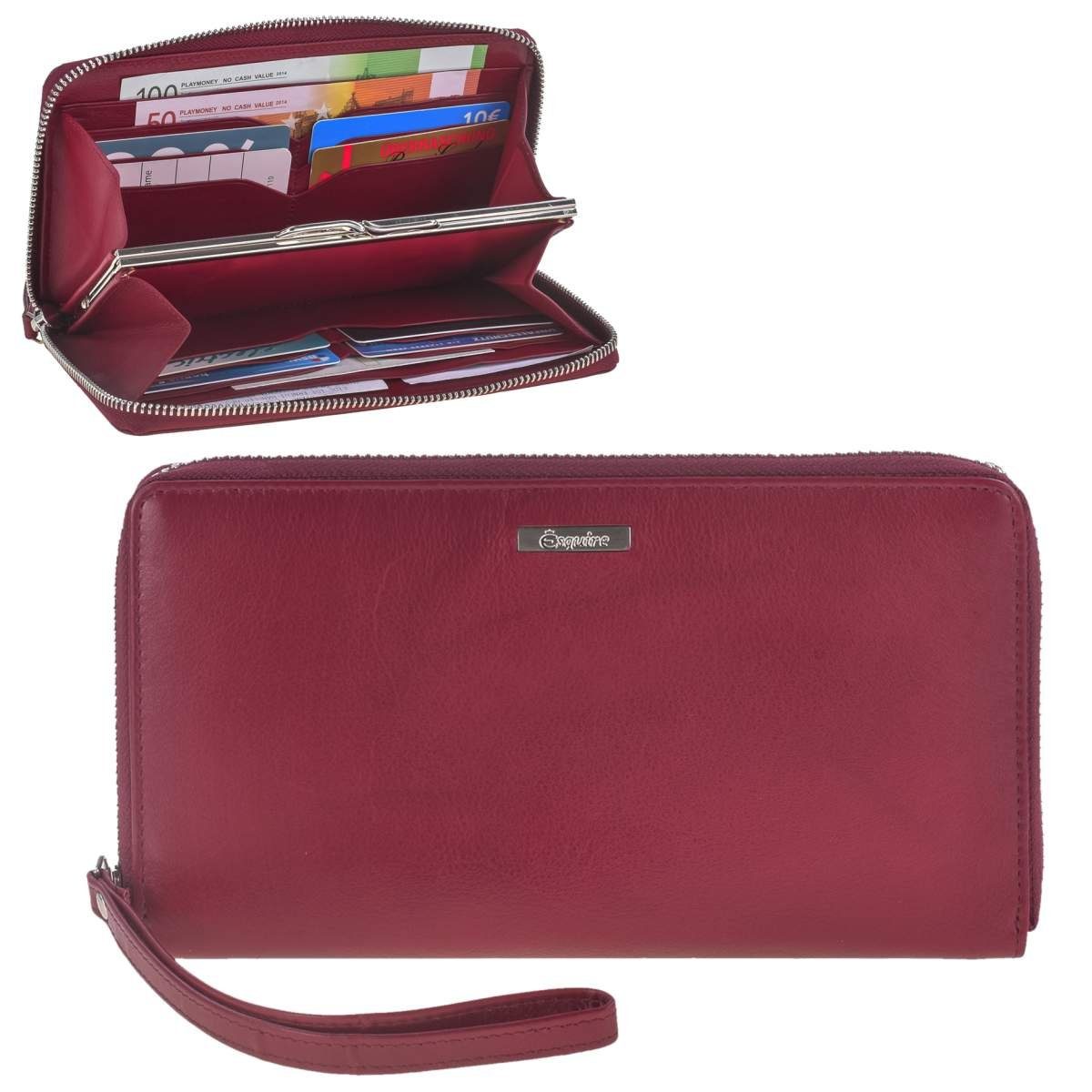 Esquire Geldbörse Comfort, für Senioren, für ältere Damen, kompaktes Portemonnaie rot