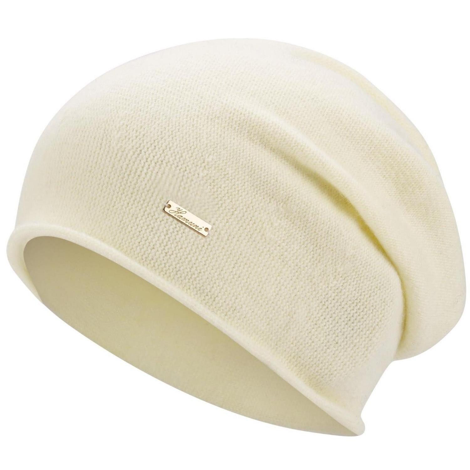 LuxusKollektion Beanie Mütze Damen Herren Beanie 100Prozent Wolle Chemo 3Saison Beige