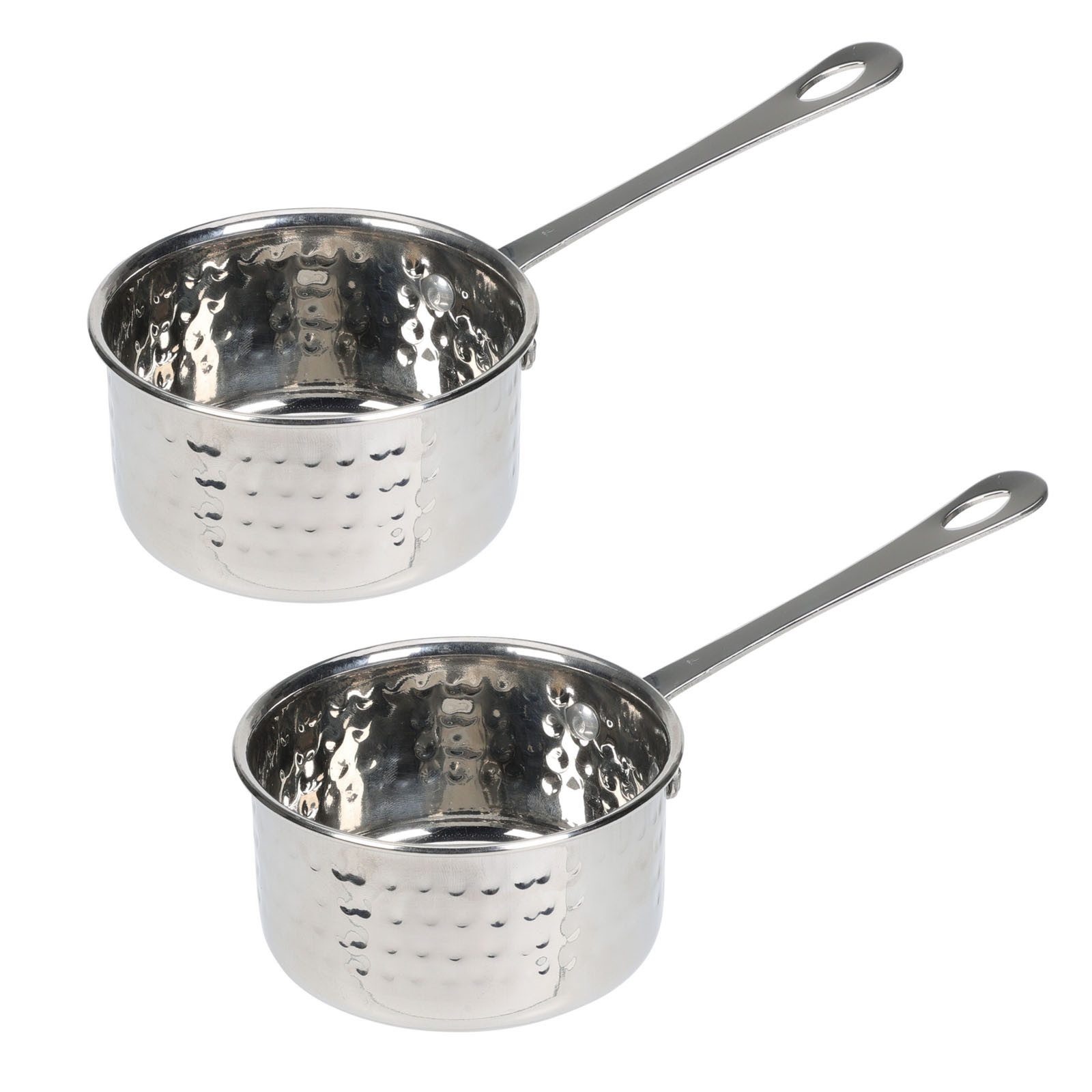 HAC24 Serviertopf Soßentopf Stieltopf Stielkasserolle Sossentopf, Edelstahl (2-tlg), mit Stiel ø 10 cm Fassungsvermögen 300 ml