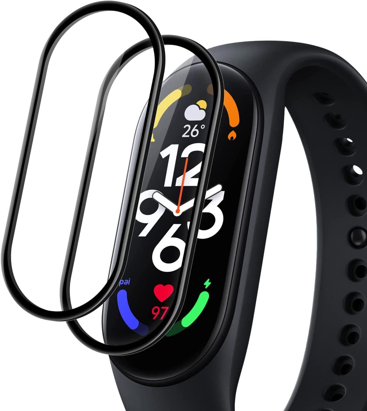 MSM Schutzfolie 2X 3D Schutzglas für Xiaomi Mi Band 7 Panzerfolie Full Screen Curved