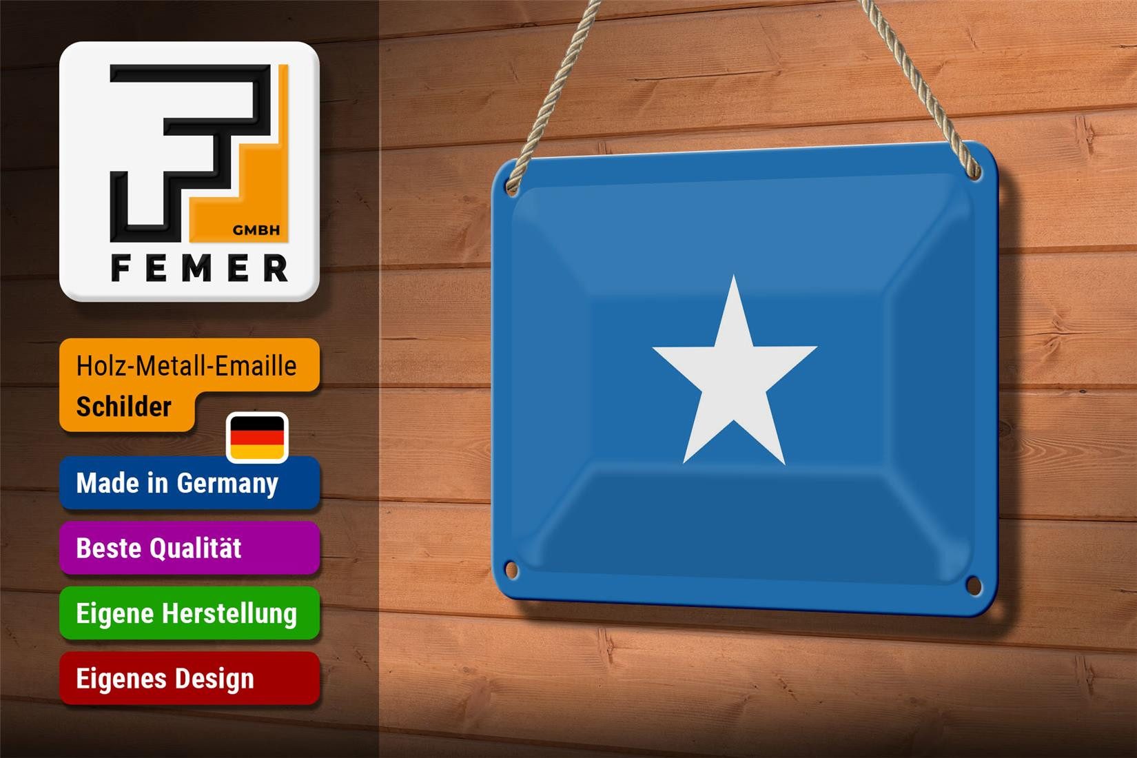Femer GmbH Metallschild Flagge Somalias 18x12cm Flag of Somalia, (1 St), gewölbte Oberfläche, abgerundete Ecken, umgeschlagene Kanten