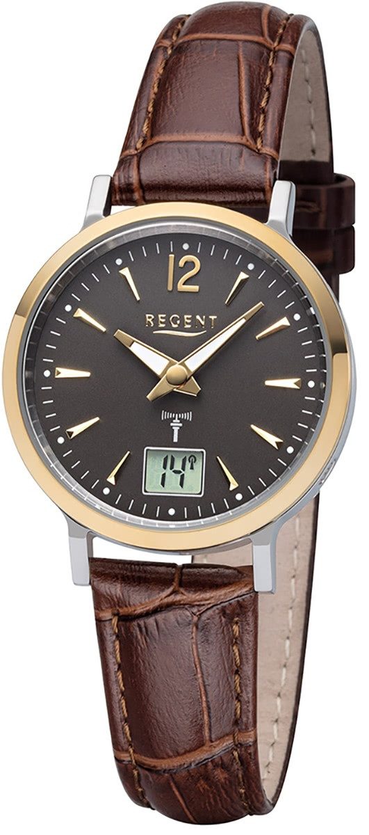 Funkuhr Regent Damen Uhr FR-257 Leder Funkwerk