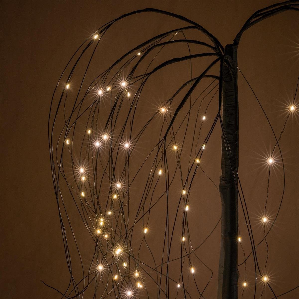 Nipach LED Baum Weidenbaum Trauerweide Deko-Baum 96 LED warm weiß schwarz 150 cm Timer, LED fest integriert, Warmweiß
