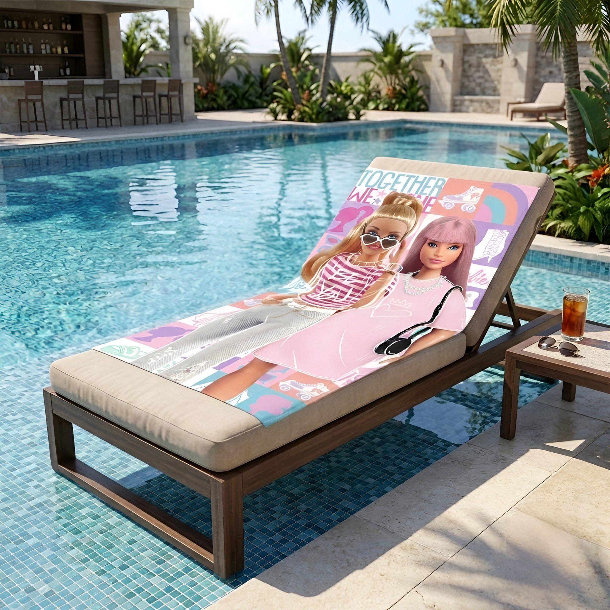 Barbie Strandtuch Barbie and Friends Badetuch Strandtuch 70x140 cm 100% Baumwolle