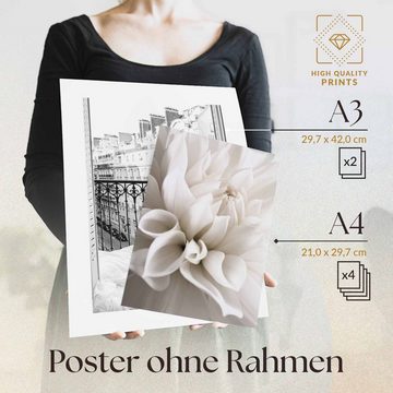 Heimlich Poster »Set als Wohnzimmer Deko, Bilder DINA3 & DINA4, Paris Love Fashion«, Blumen