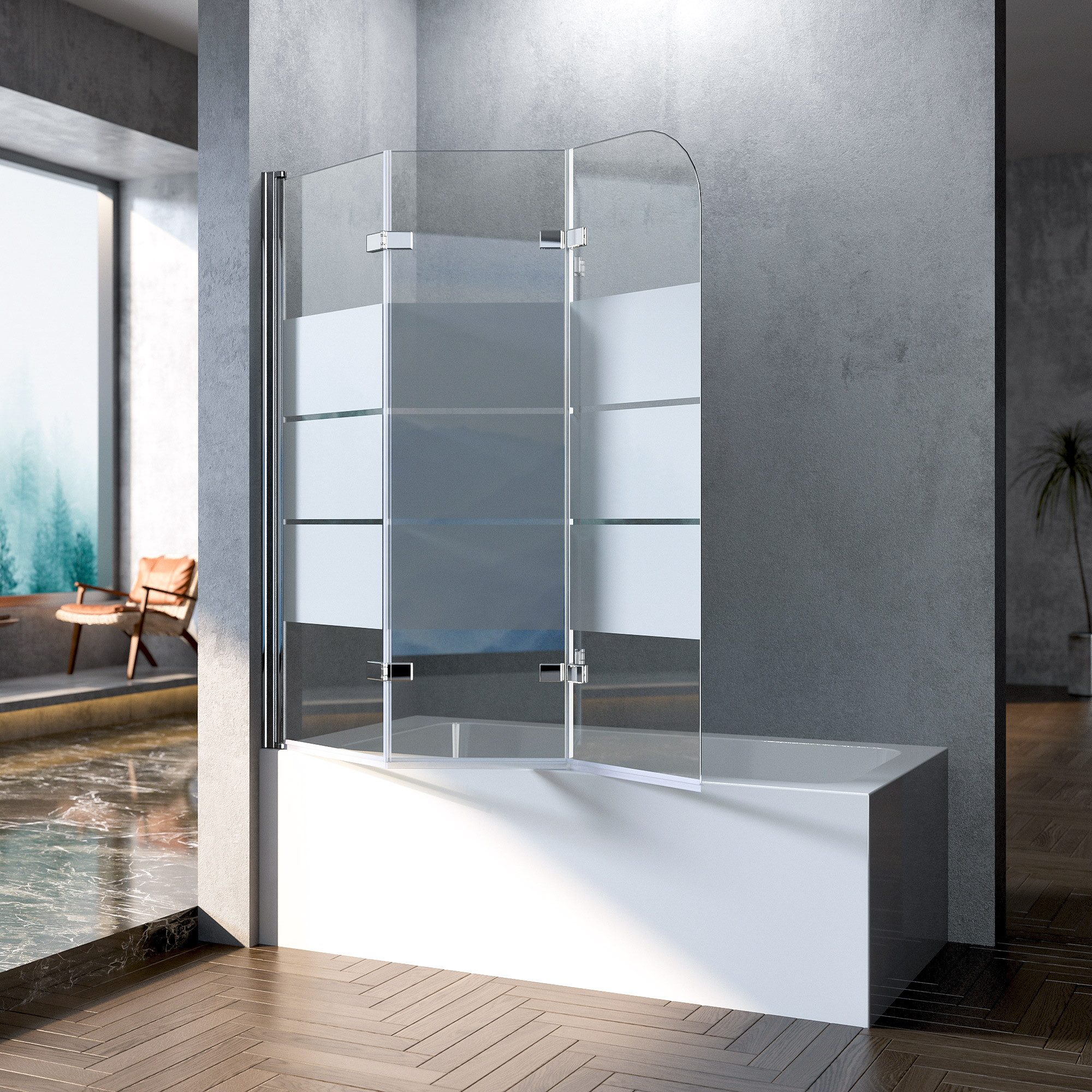 Boromal Duschwand für Badewanne Badewannenaufsatz Badewannenfaltwand günstig online kaufen