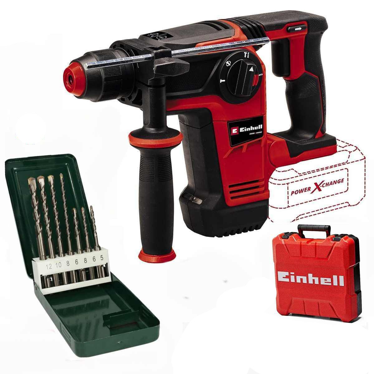 Einhell Akku-Bohrhammer Akku Bohrhammer TP-HD 18/26 Li BL Solo +Koffer, Gratis 7tlg. Bohrerset