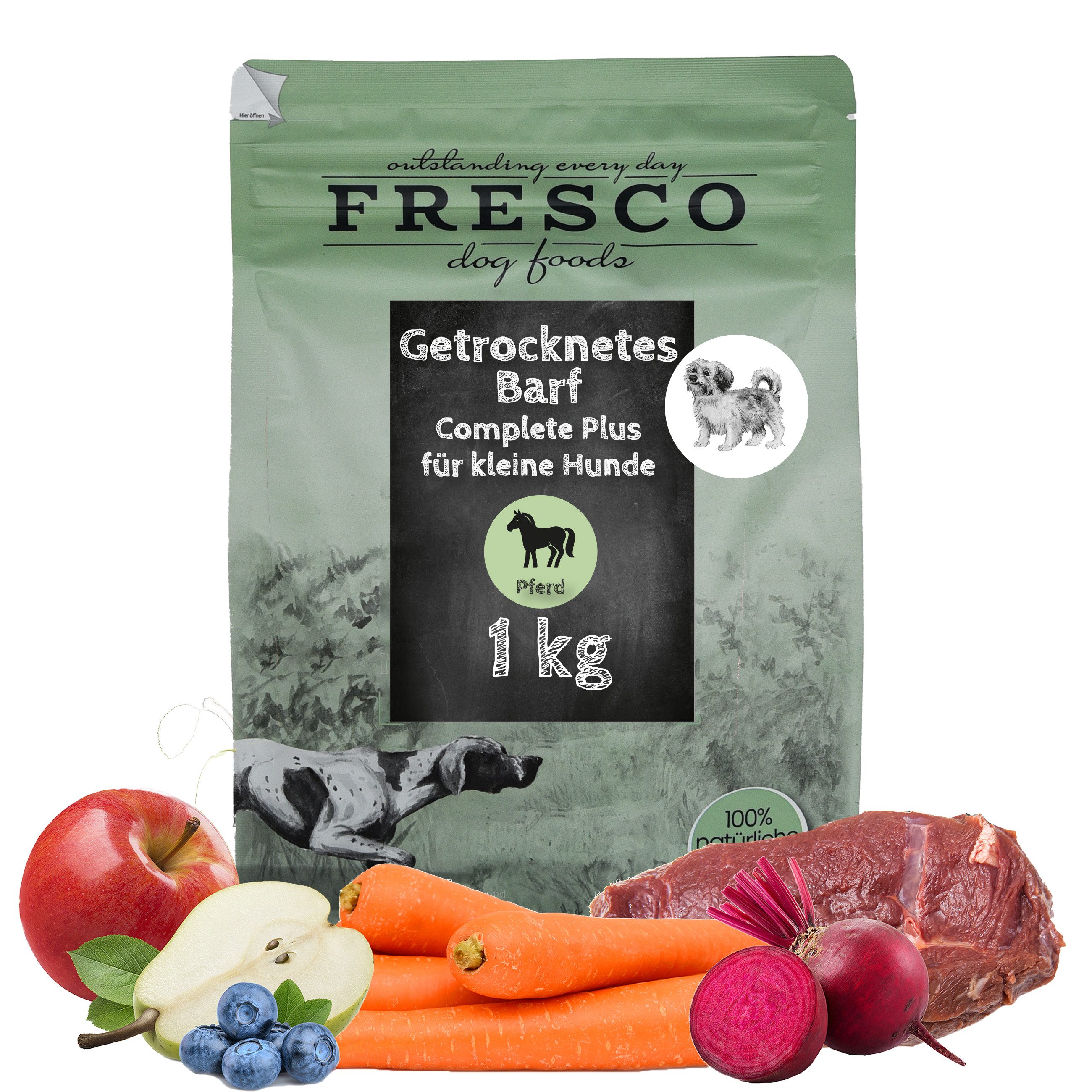 Fresco Dog TrockenBarf Pferd, für kleine Hunde, 1kg / 2,5kg, Hundefutter Trocken, Trockenfutter für: Hunde, Getreidefrei, zuckerfrei, hoher Fleischanteil