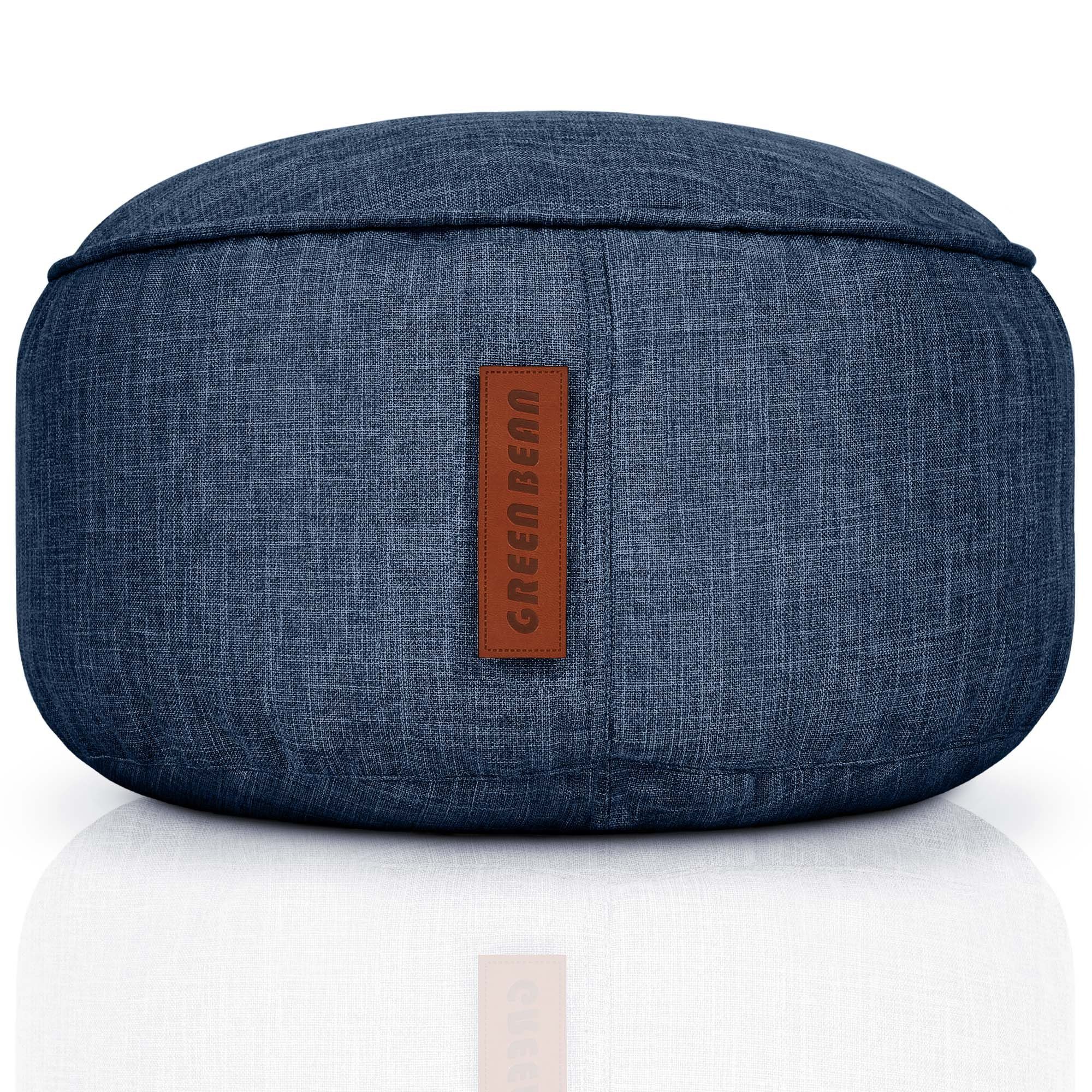 Green Bean Pouf Home-Linen Pouf (Sitzsack-Hocker 25x45cm mit EPS-Perlen Füllung -, Fußhocker Fußkissen Sitz-Pouf für Sitzsäcke), Bodenkissen für Kinder und Erwachsene - Sitzkissen Sitzhocker