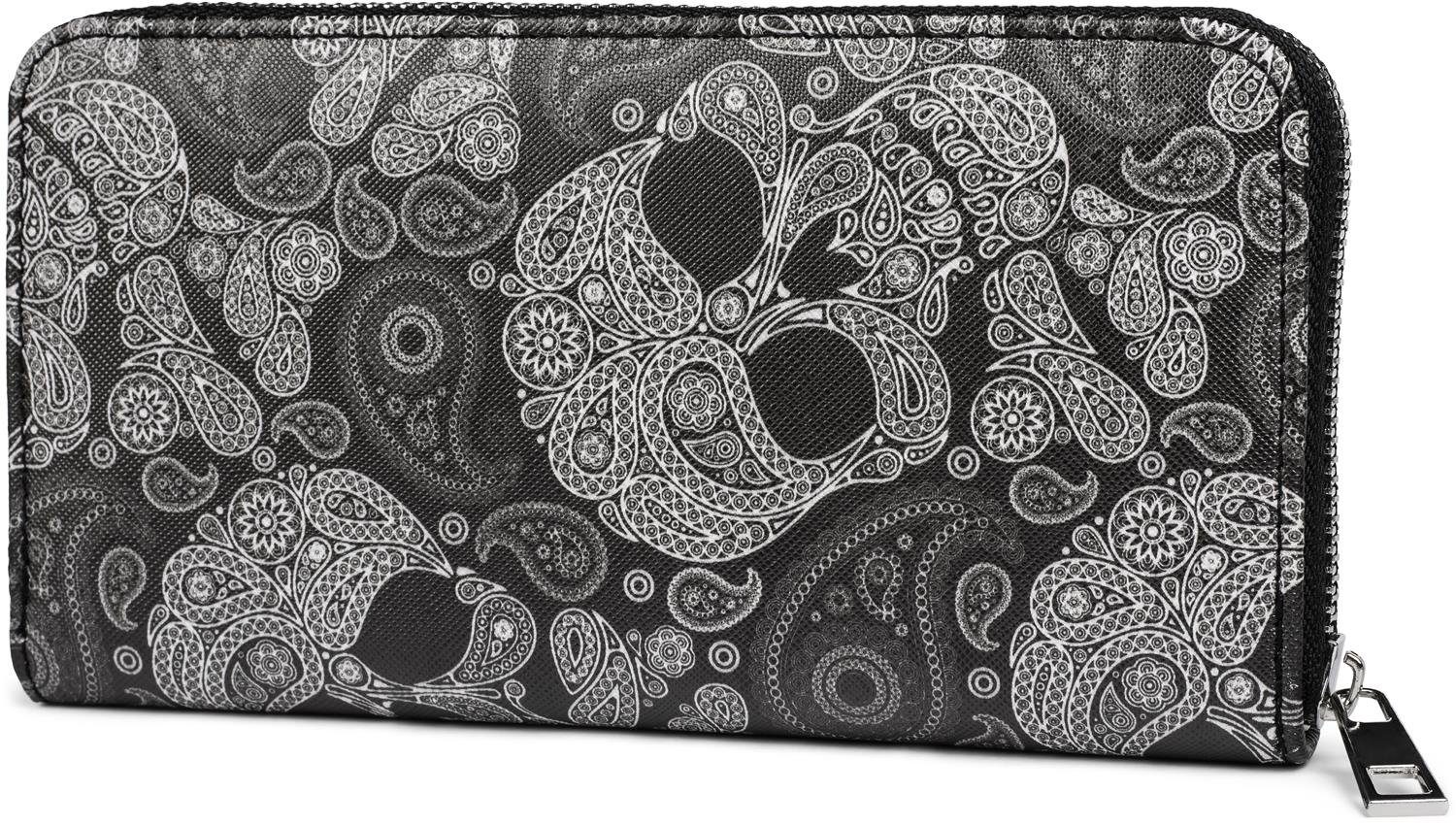 styleBREAKER Geldbörse (1-tlg), Geldbörse mit Totenkopf Paisley Print