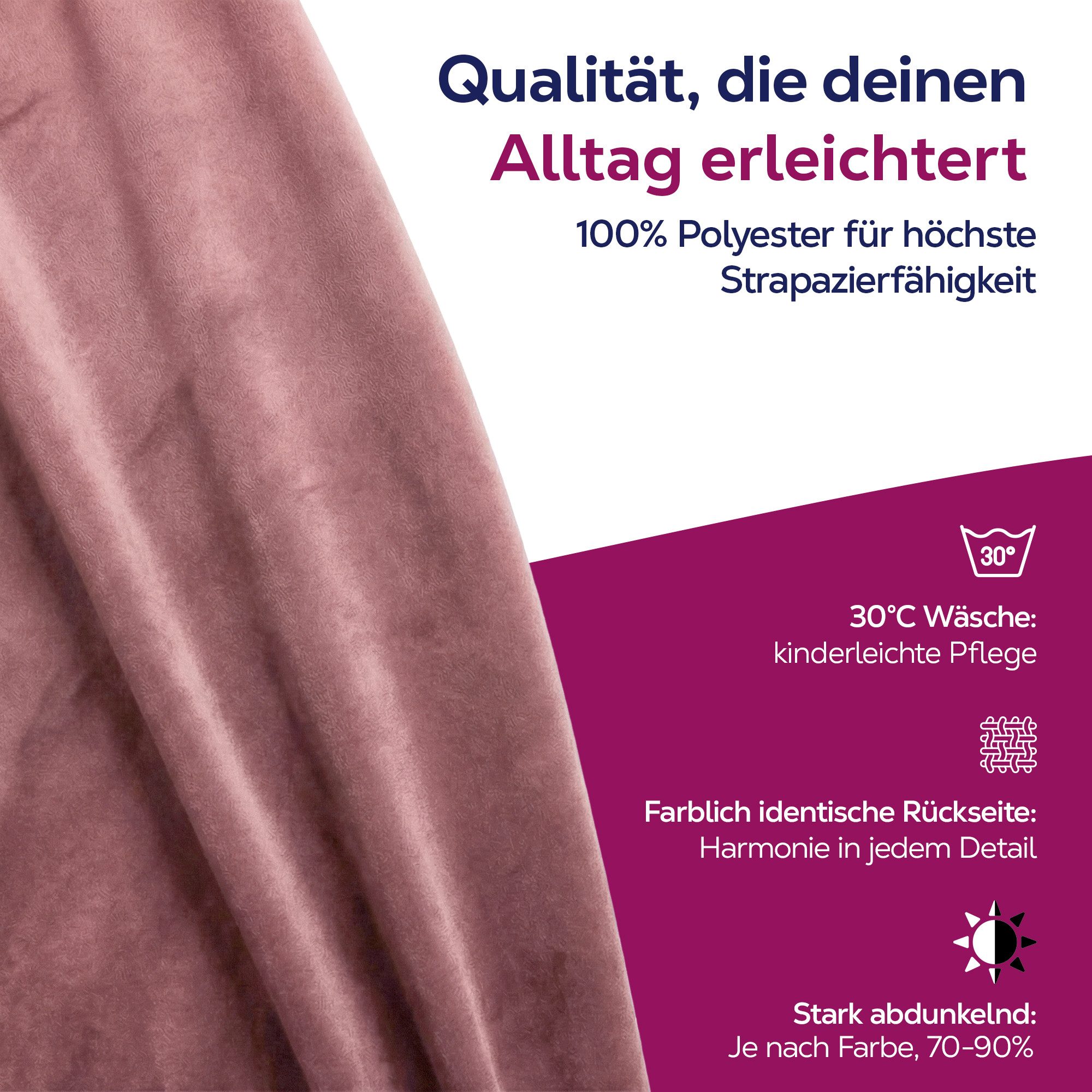 Beautex Verdunkelungsvorhang Samt Vorhang Kräuselband U-Band Gardine Velvet abdunkelnd (1 St), Hakenaufhängung, abdunkelnd