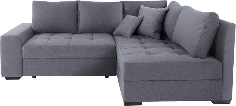 Mr. Couch Ecksofa Quebec, Bettfunktion, 2 Bettkästen, wahlweise Kaltschaum (140kg Belastung)