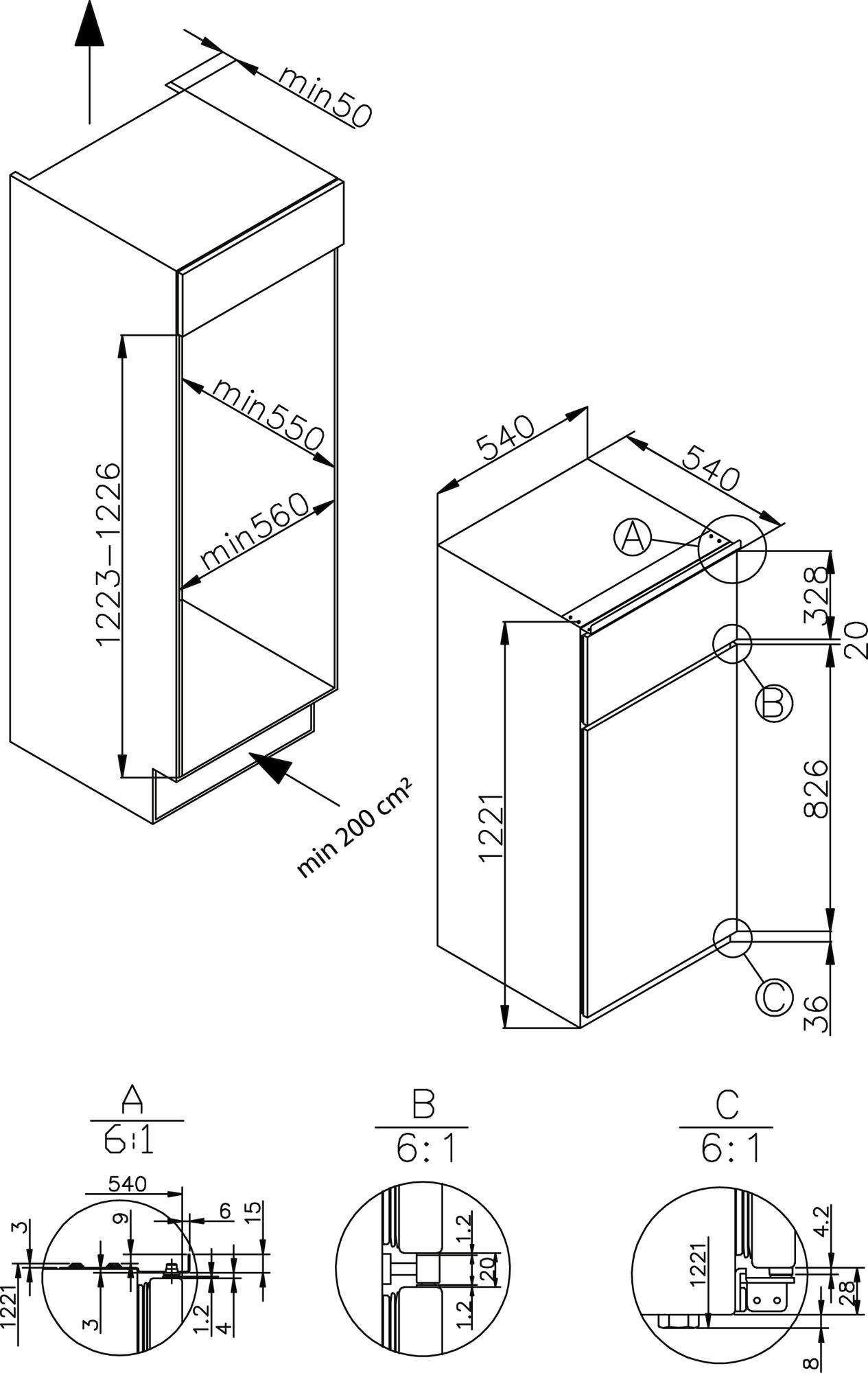 Amica Einbaukühlgefrierkombination EDTS breit, 54 122,1 cm 372 Abtauautomatik 900, hoch, cm