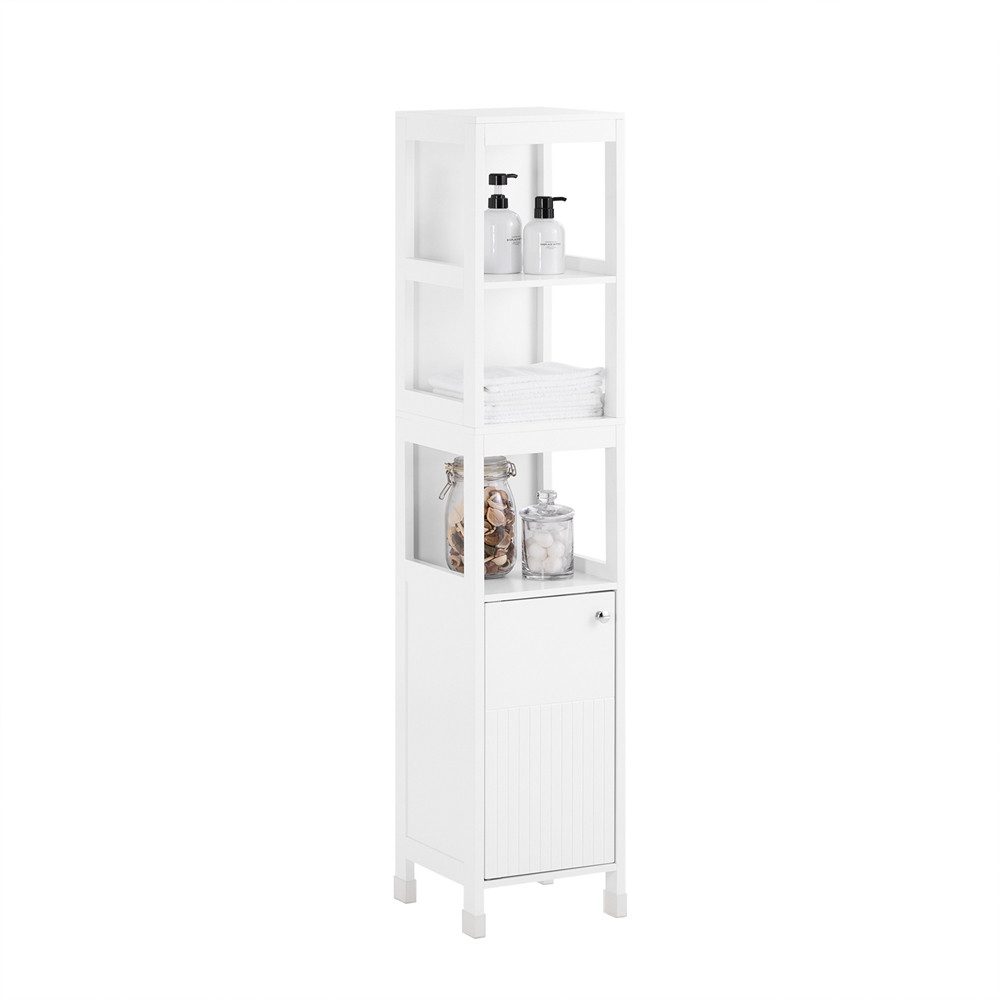 SoBuy Hochschrank für Bad Badschrank mit Offenen Fächern Schmaler Weiß BZR1 günstig online kaufen