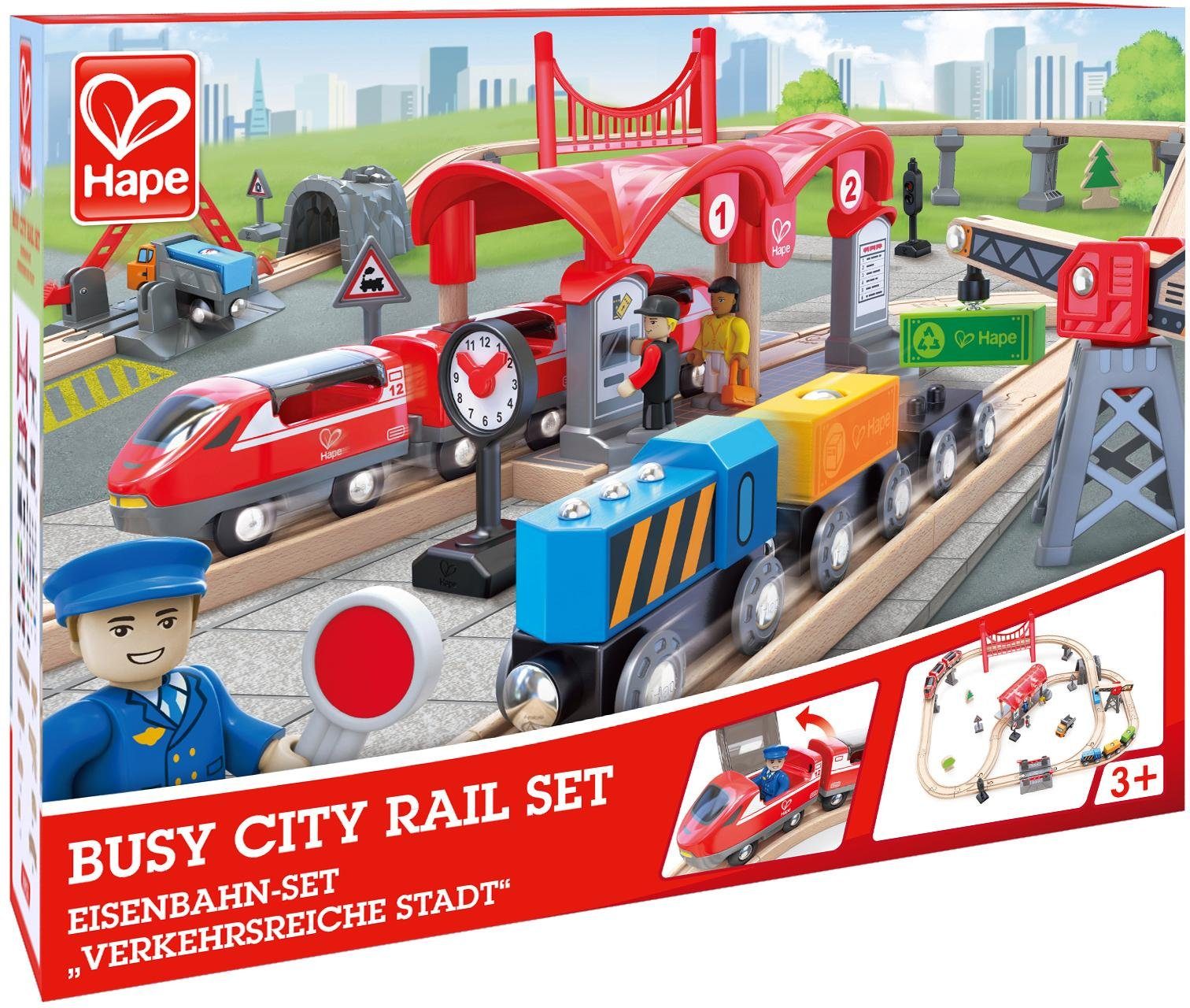 Hape Spielzeugeisenbahn-Gebäude Eisenbahn-Set - Verkehrsreiche Stadt
