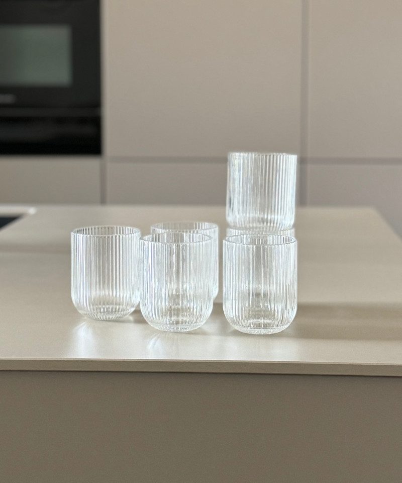 Zoha Gläser-Set Relief Crystal Glas Set - Latte Macchiato Tee Softdrink, 12-tlg., Glas, Hitzebeständig - verschiedene Größen