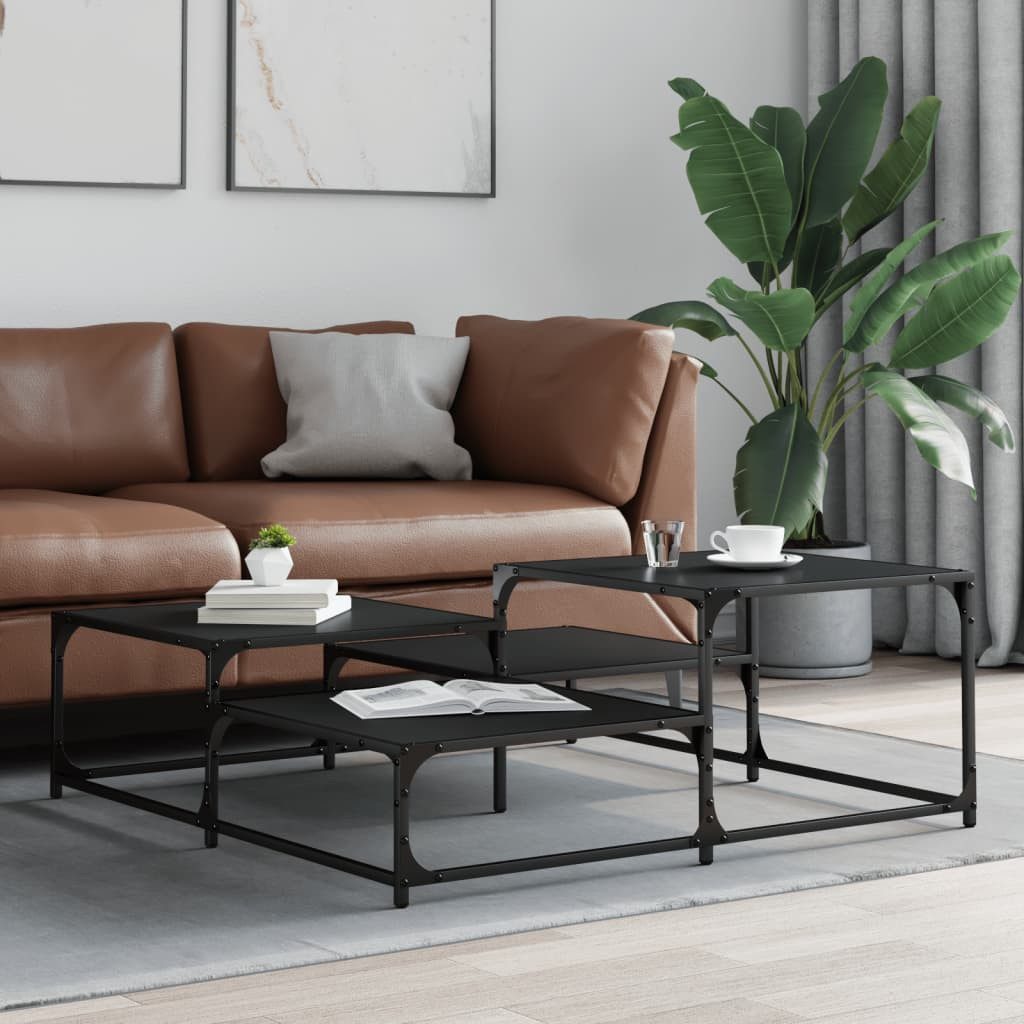 vidaXL Couchtisch Couchtisch Schwarz 107x107x40 cm Holzwerkstoff (1-St)