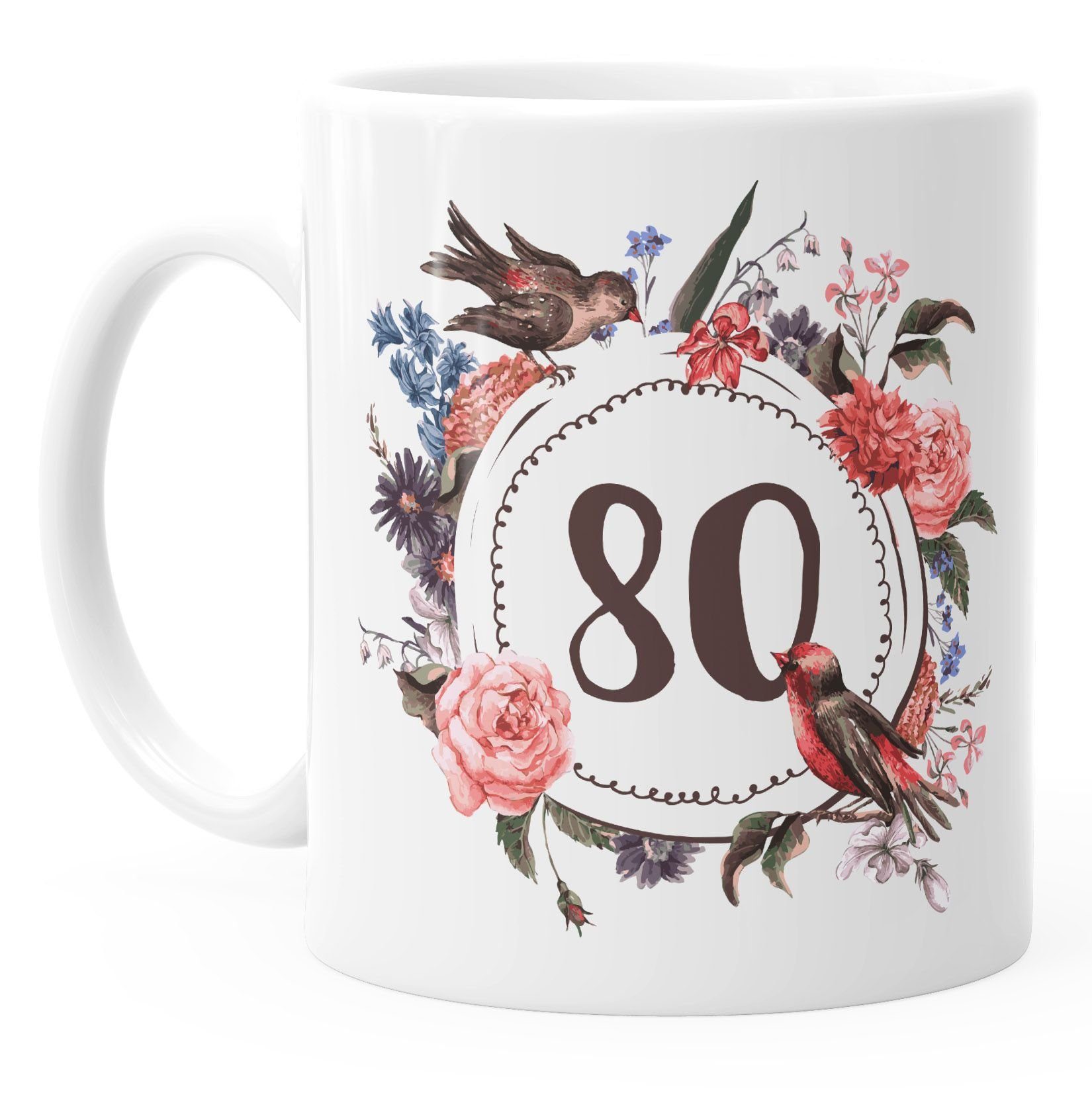 Blumenkranz 80 Blüten [object Tasse Blumen Geschenk-Tasse MoonWorks®, Object]_ausgeschrieben} weiß Object] Kaffee-Tasse Keramik MoonWorks {[object Geburtstags-Tasse