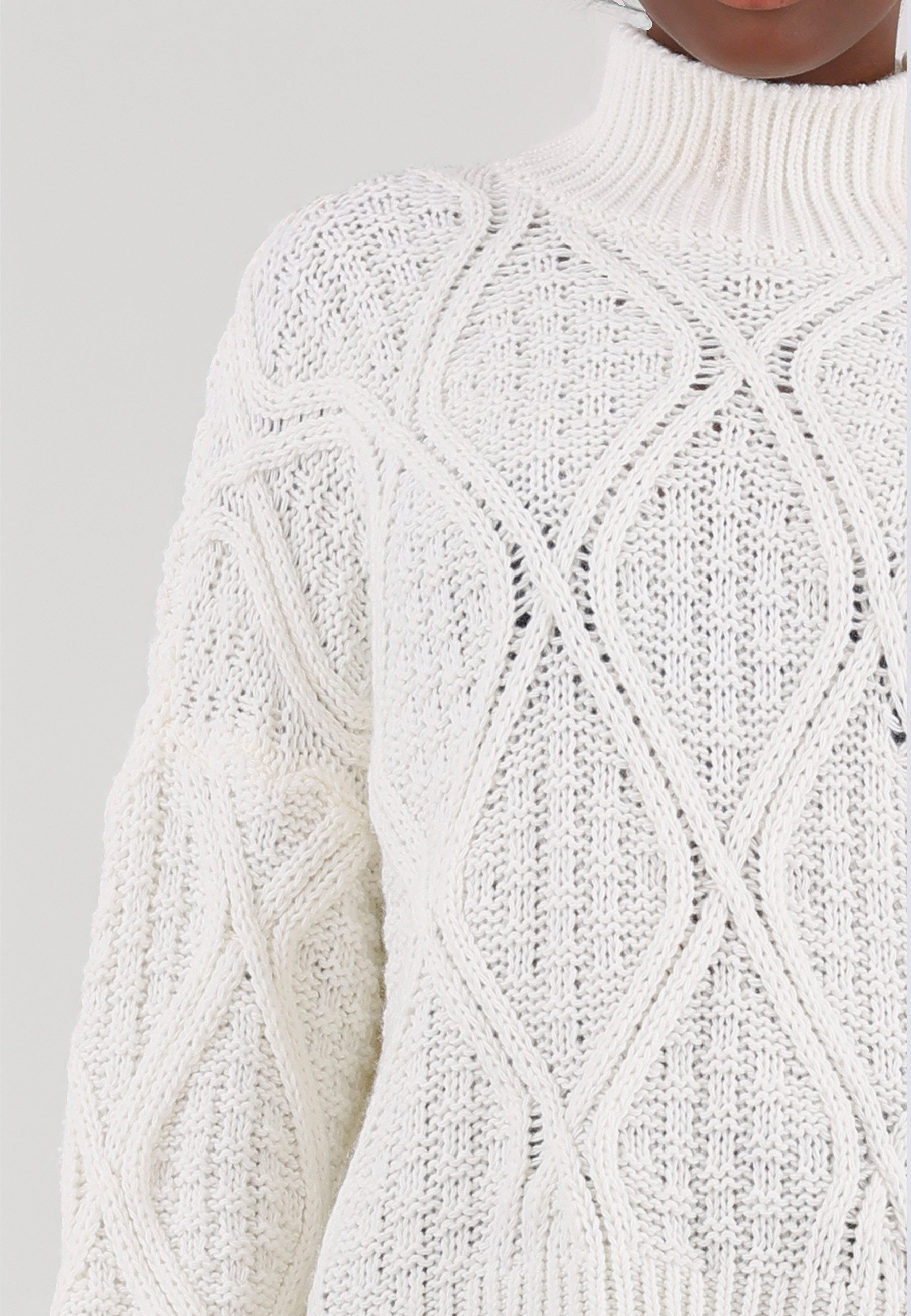 YC Fashion & Style Strickpullover mit Zopfmuster und Stehkragen in Unifarbe