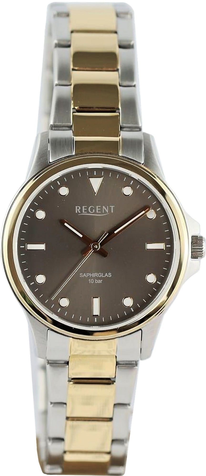 Regent Quarzuhr Regent Damen Armbanduhr Analog, Damen Armbanduhr rund, extra groß (ca. 32mm), Metallarmband | Quarzuhren