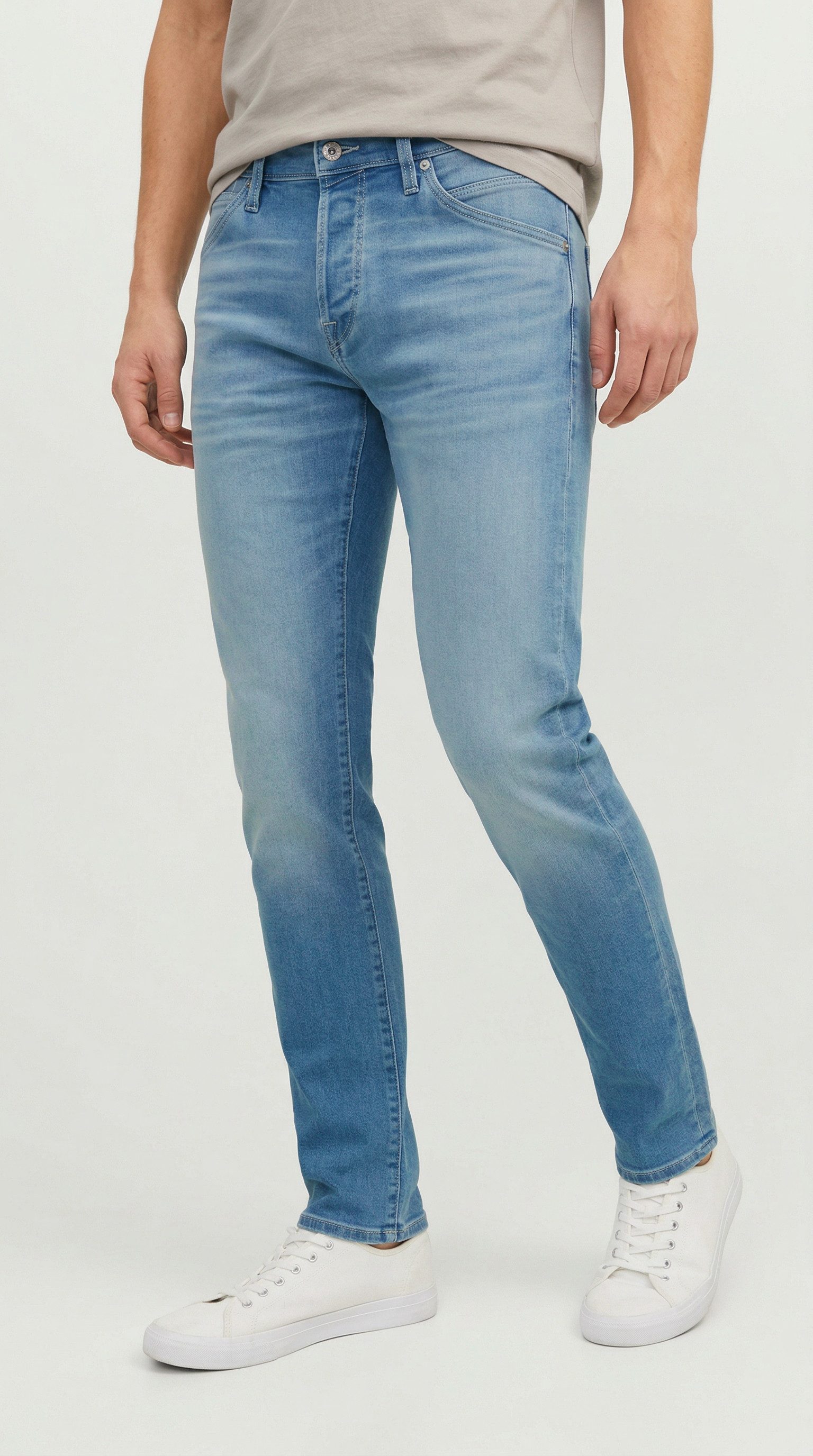 Jack & Jones Tapered-fit-Jeans JJIMIKE mit Stretch, Used-Look und bequemer Passform mit Abriebeffekten – Bild 2 von 5