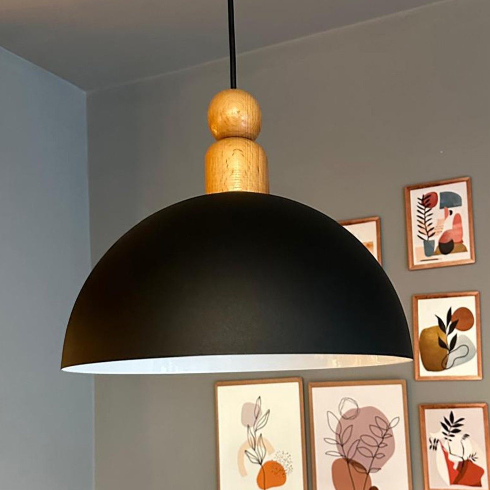 Bamyum Pendelleuchte Pendelleuchte Yimpi Wulst Holz Metall Ø30cm, Modern Hängelampe, ohne Leuchtmittel