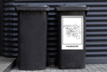 MuchoWow Wandsticker Stadtplan - Schwarz-weiß - Karte - Hannover - Deutschland - Karte (1 St), Mülleimer-aufkleber, Mülltonne, Sticker, Container, Abfalbehälter