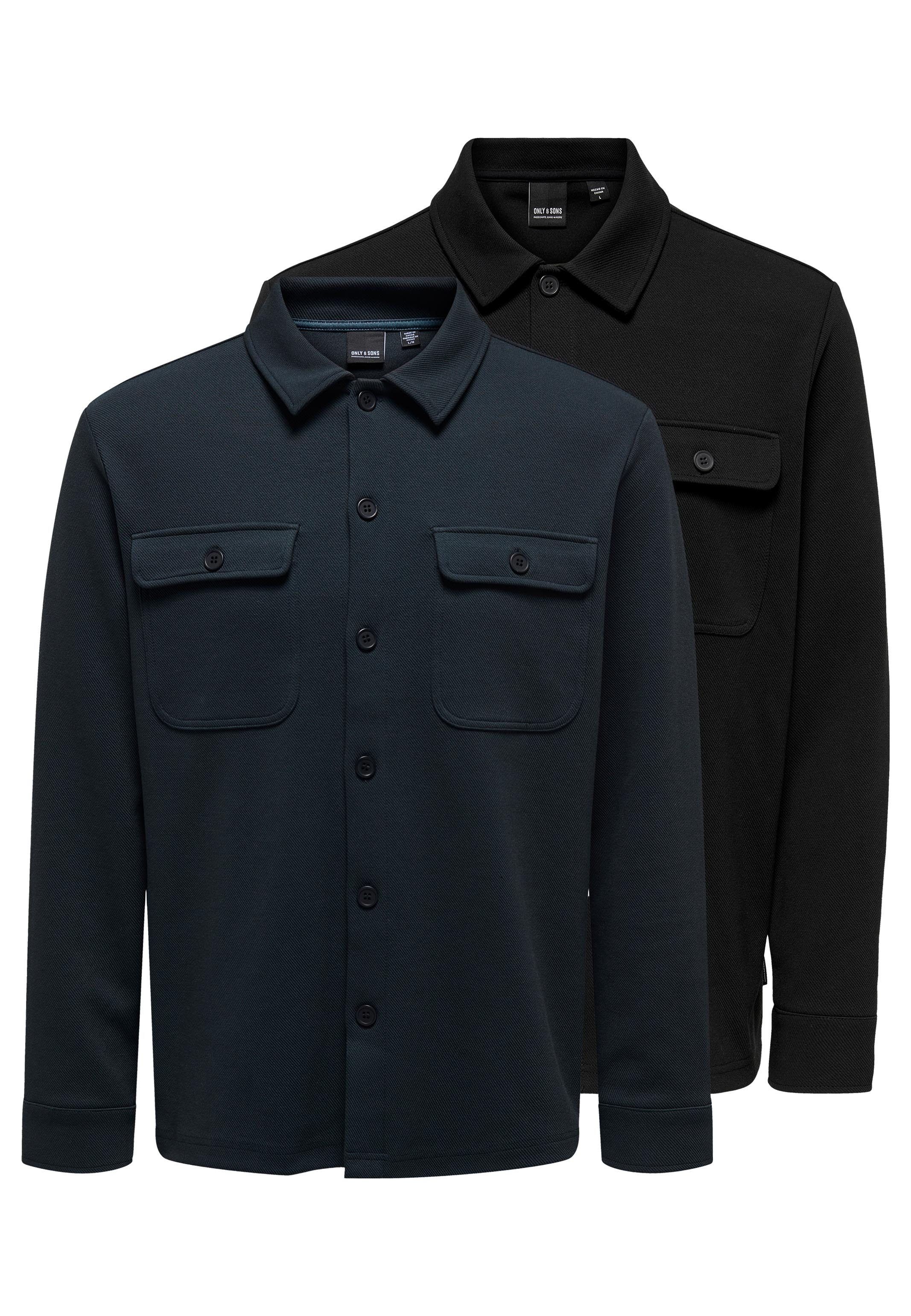 ONLY & SONS Hemdjacke 2er Pack Newkodyl (Spar-Set, 2-St) Hemdjacke / Overshirt - Blickdicht - Vielseitig kombinierbares Basic