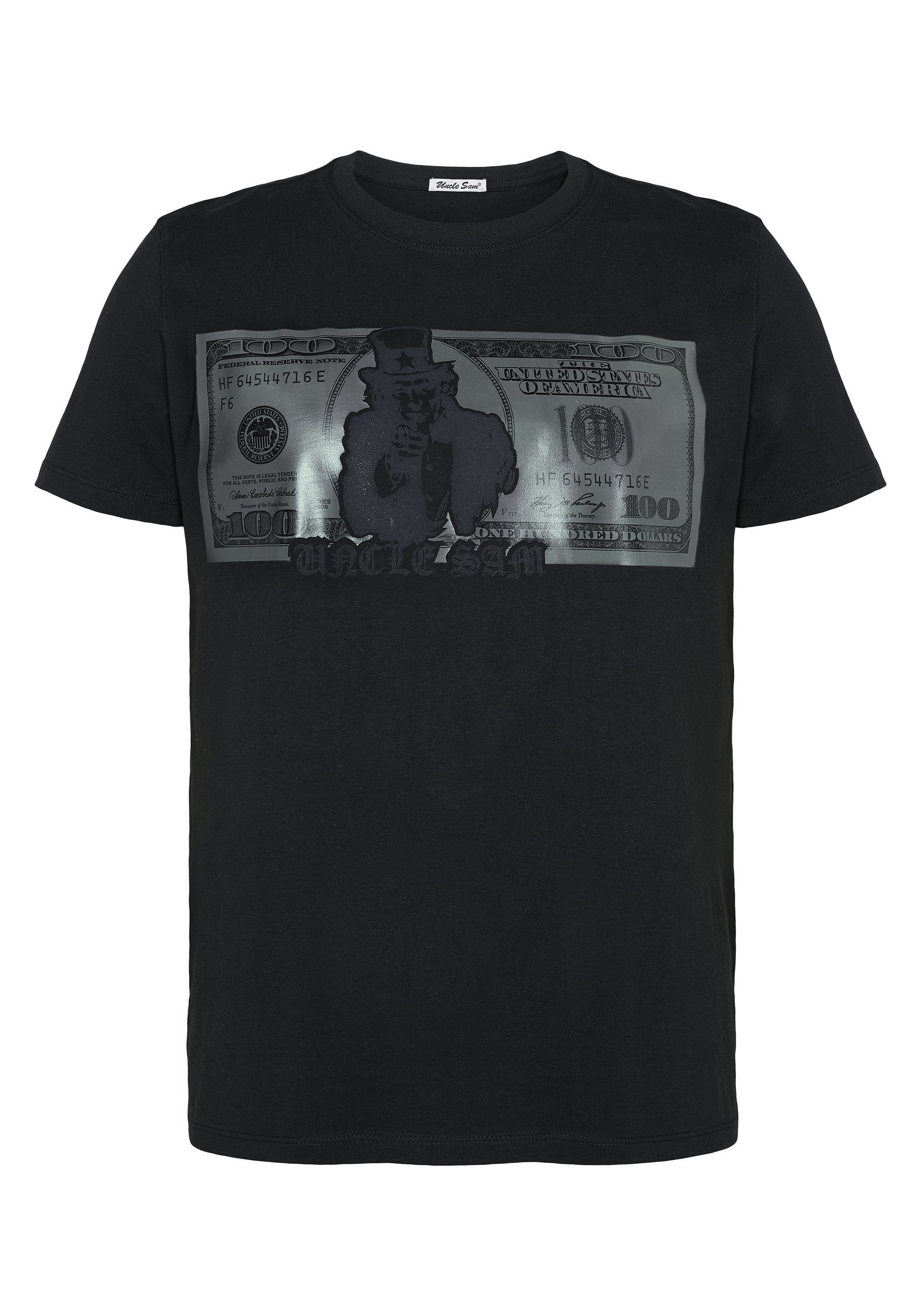 Uncle Sam Print-Shirt Black 19-3911 Frontprint Deep mit