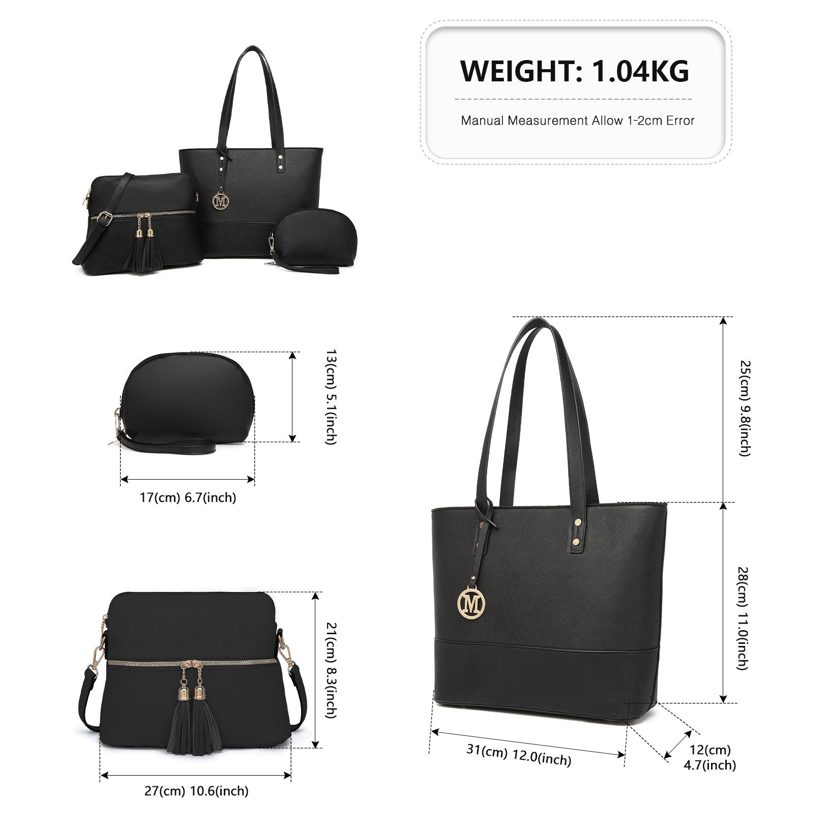 Miss Lulu Handtasche Damen 3-in-1 Handtaschen-Set günstig online kaufen