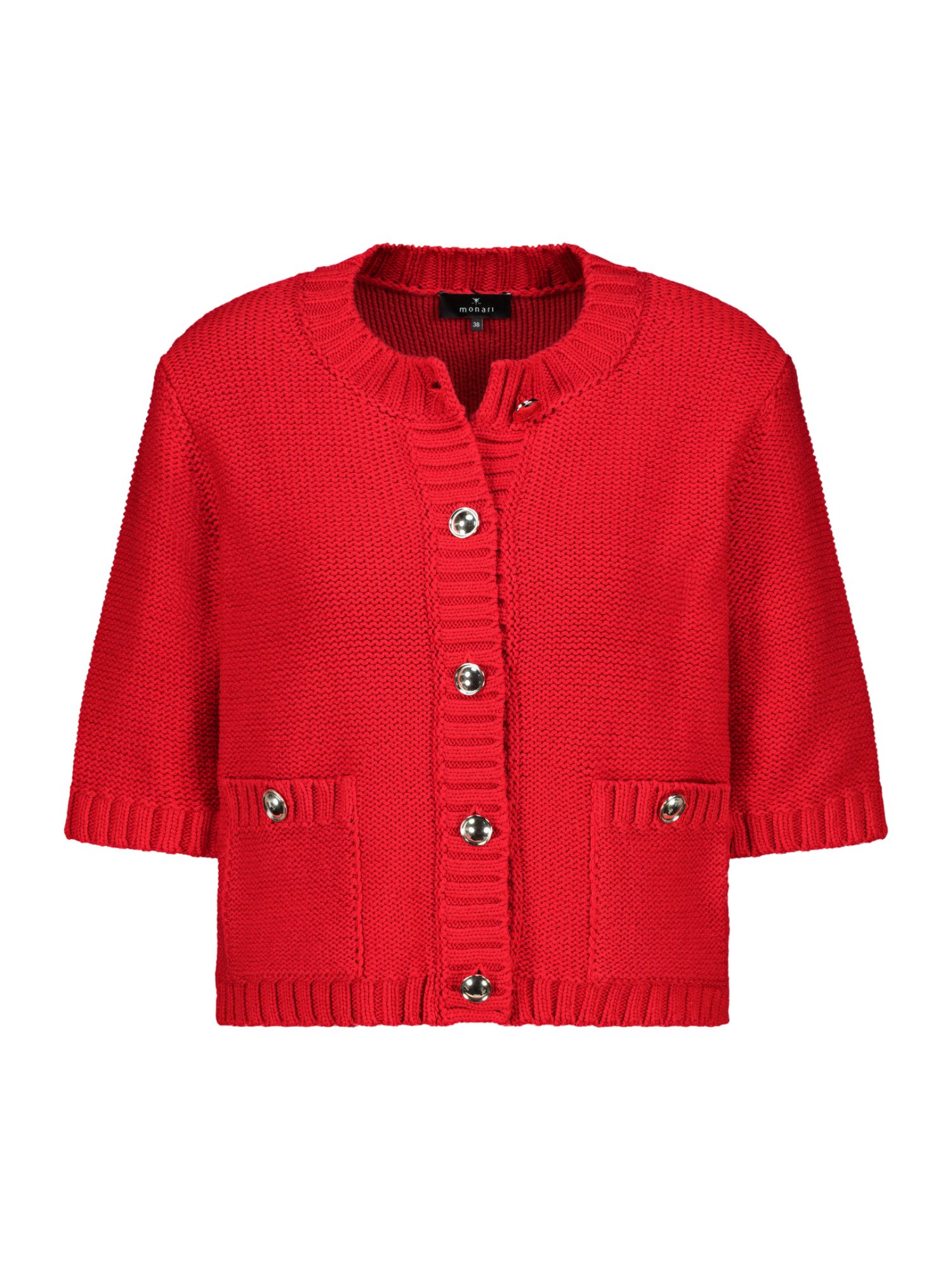 Monari Strickjacke rot,Casual,Baumwolle,Unifarben,Rundhals,Kurz,Regular Fit