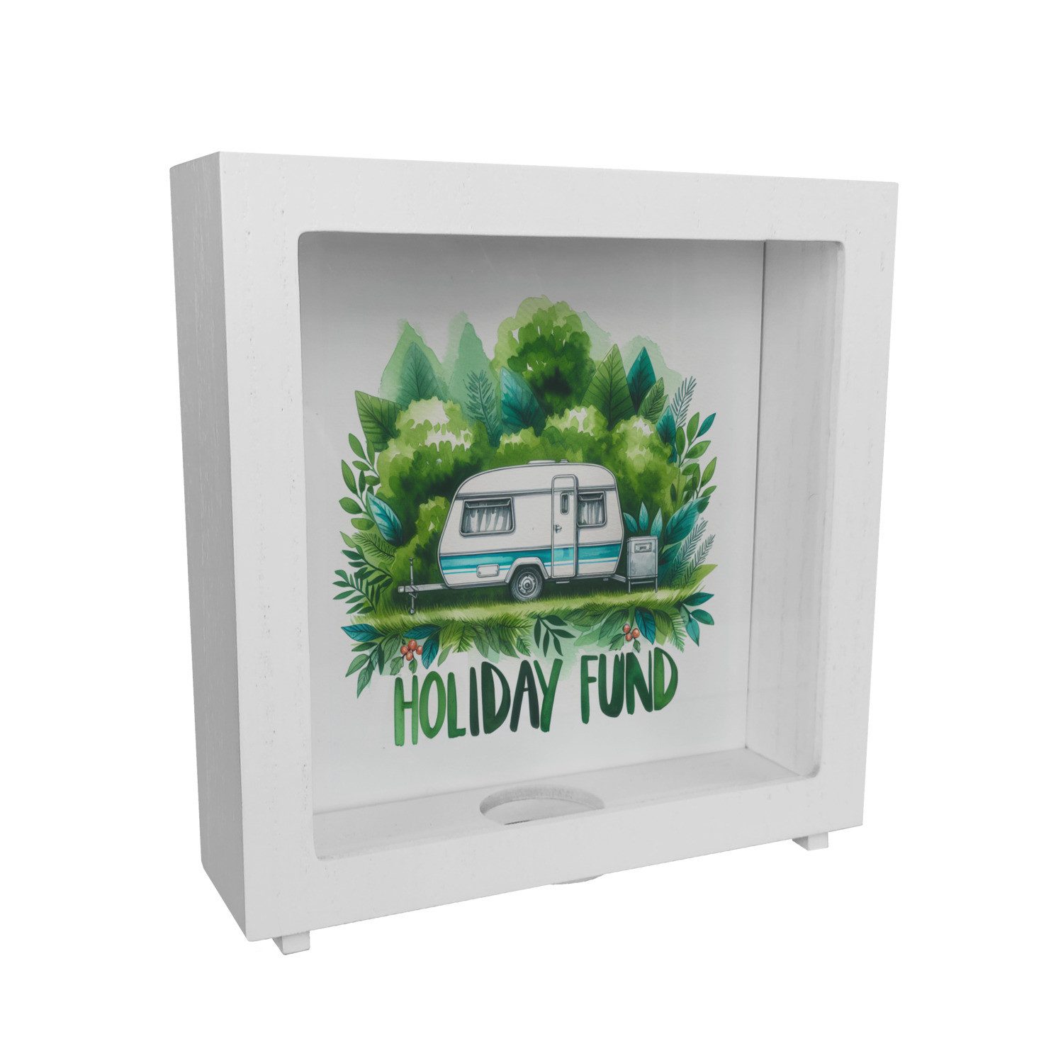 Spardose Campingurlaub Urlaubskasse Rahmen Spardose aus Holz mit Spruch Fund