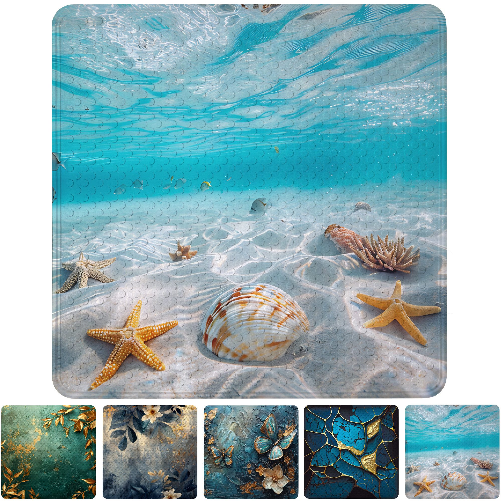 Sanilo Duschmatte mit Motiv, viele schöne Badematten zur Auswahl, rutschfeste & sichere Badematte, hochwertig, Kunststoff PVC, quadratisch, 230 extra starke Saugnäpfe, 53 x 53 cm, waschbar