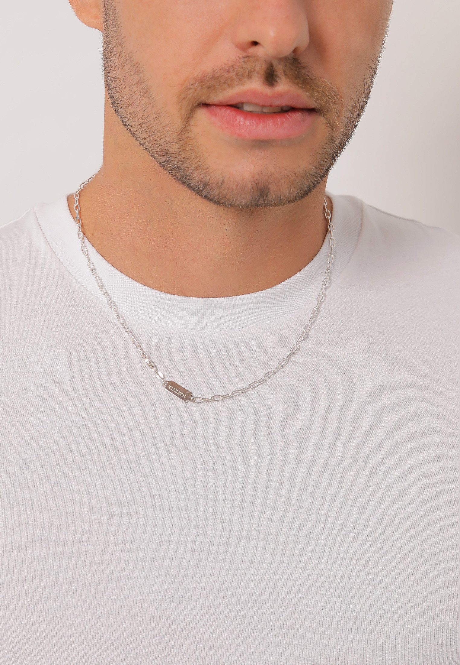 Kuzzoi Herren Gliederkette Oval Basic Fein 925 Silber