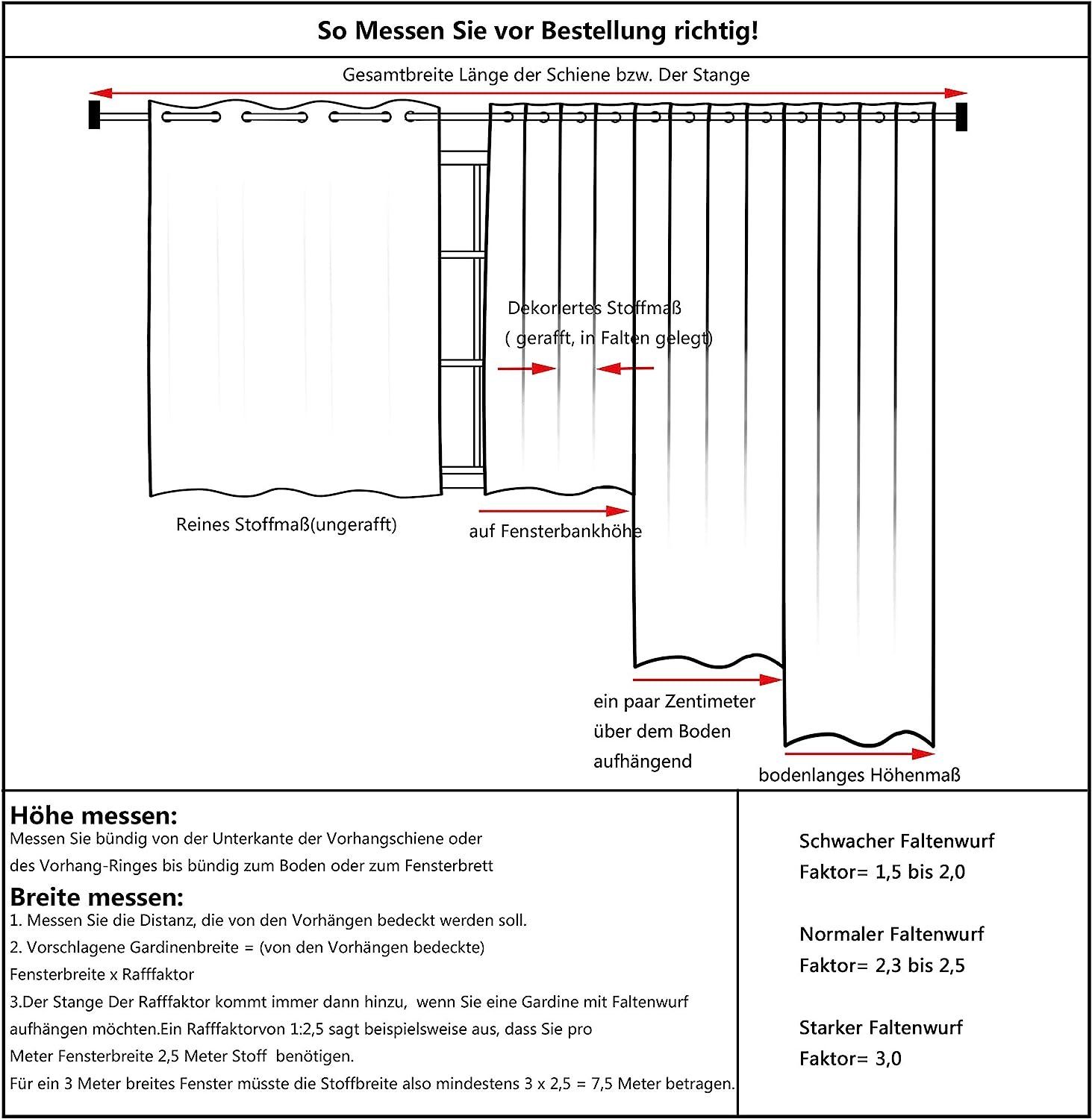 Woltu Verdunkelungsvorhang, Ösen, blickdicht, 2er Set Vorhang Blickdicht Thermovorhang 250g/m²