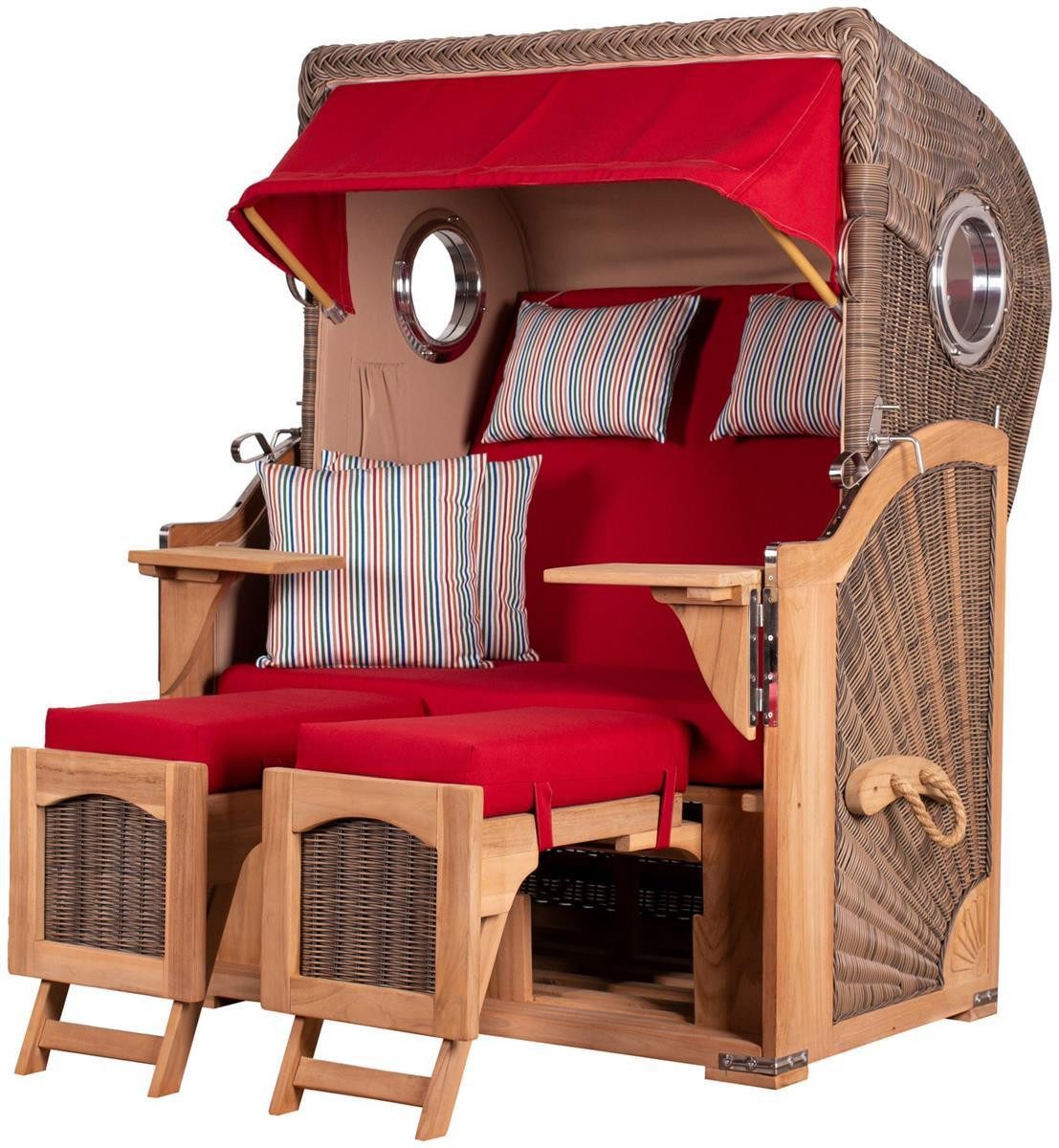 Strandkorb Ammersee 2-Sitzer Teak - PE grau - Modell 585