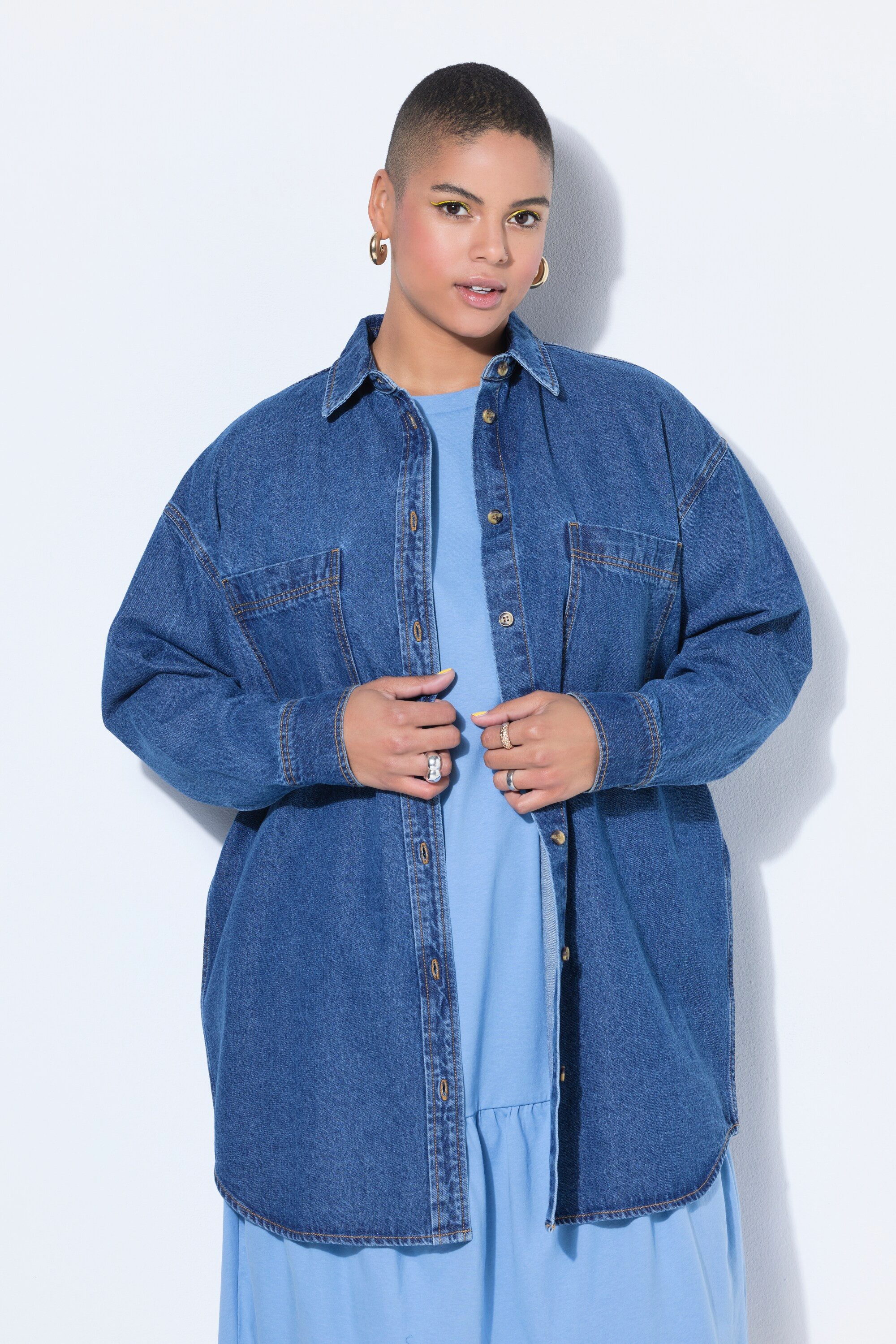 Studio Untold Hemdbluse Jeanshemd oversized Hemdkragen