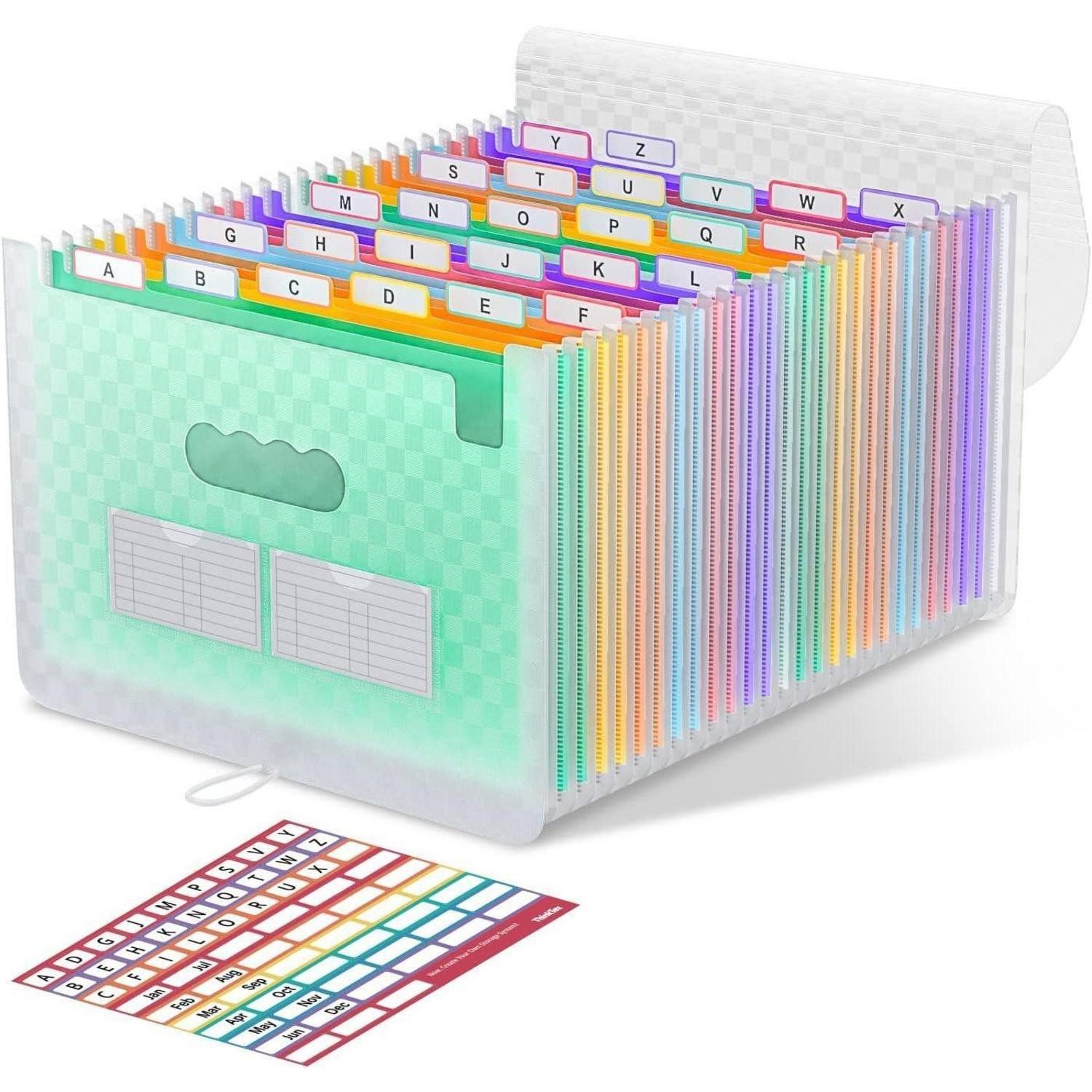 LuxusKollektion Fächermappe Akkordeon Aktenordner 26 Taschen erweiterbar A4 grün