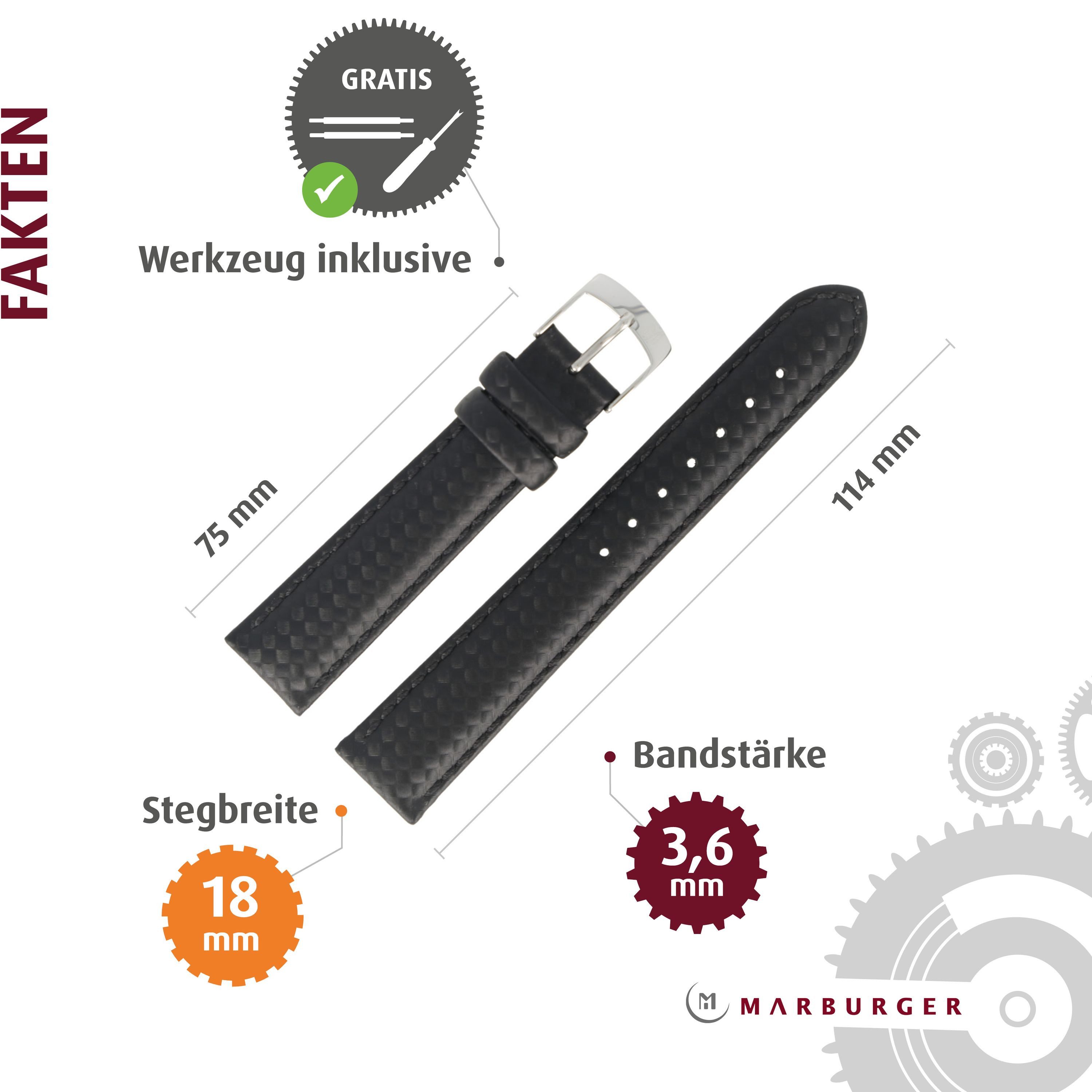 MARBURGER Uhrenarmband 18mm Leder