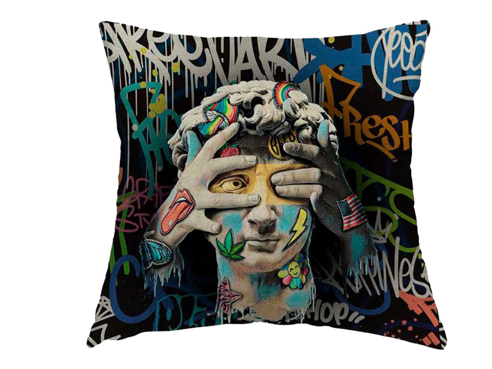 beties Kissenhülle POP-Collection, (1 Stück), Wende-Kissenhülle David POP-ART Graffiti Sticker ca. 45x45 cm