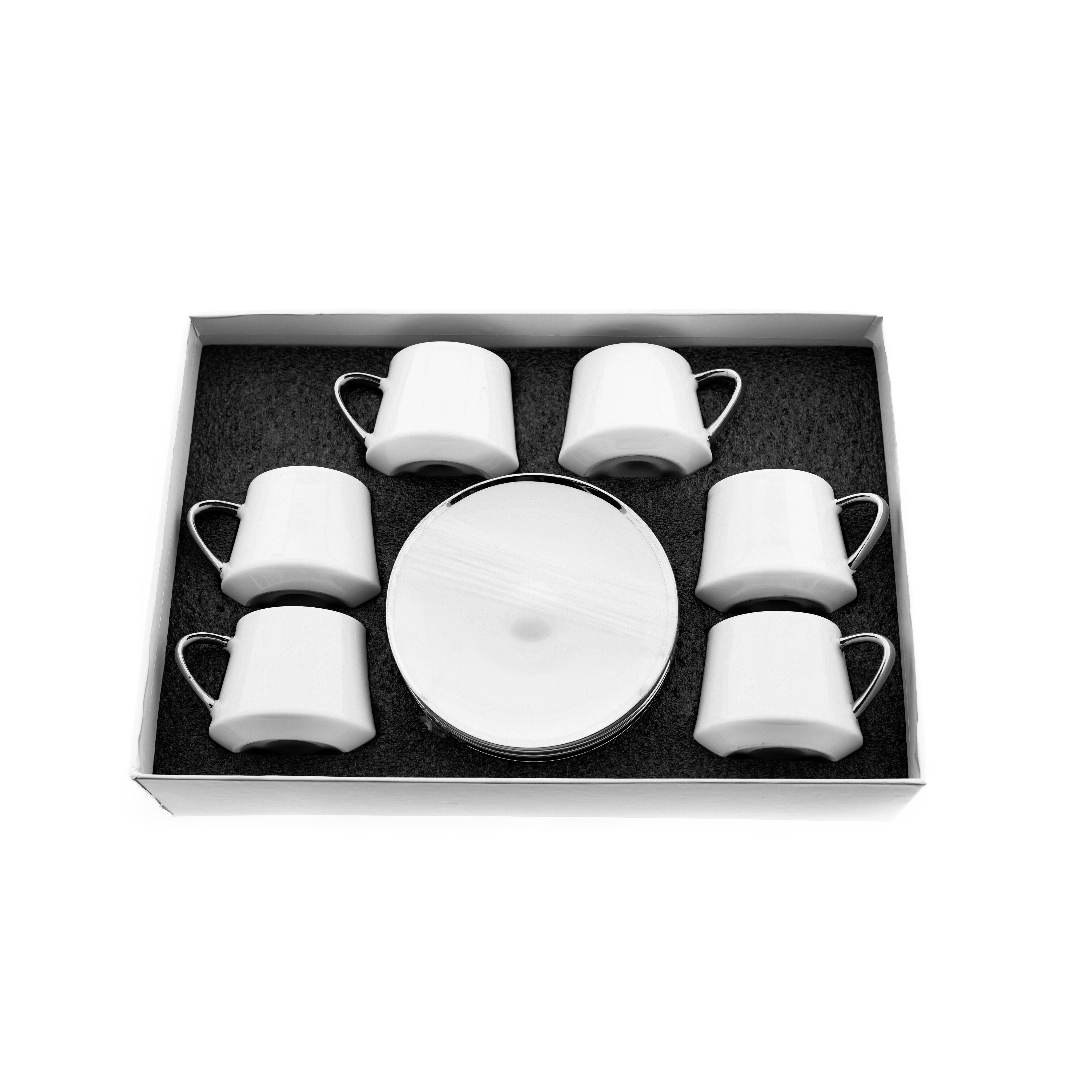 Mulex Espressotasse 12 Tlg. Set Mokkatassen mit Untertassen aus Porzellan 100 ml