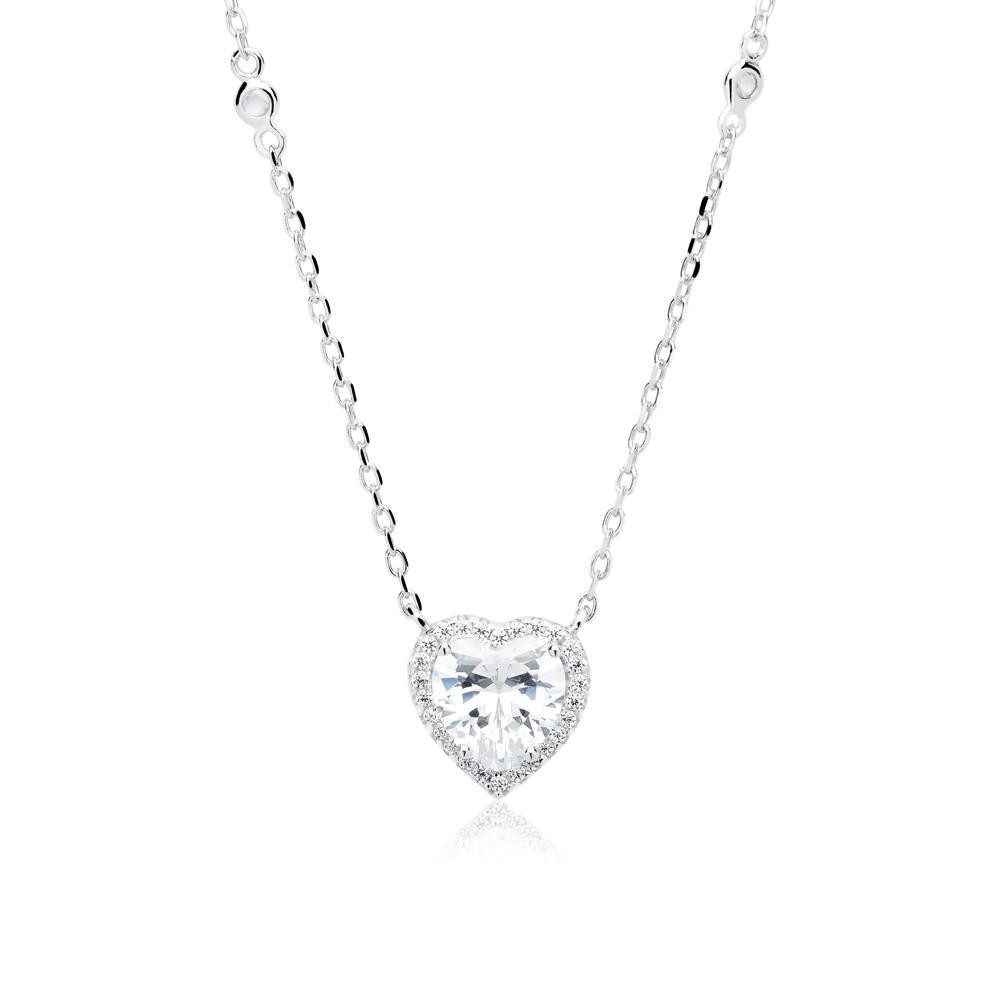 Unique Silberkette Mit funkelndem Herz aus Zirkonia in Pavéfassung SN0340