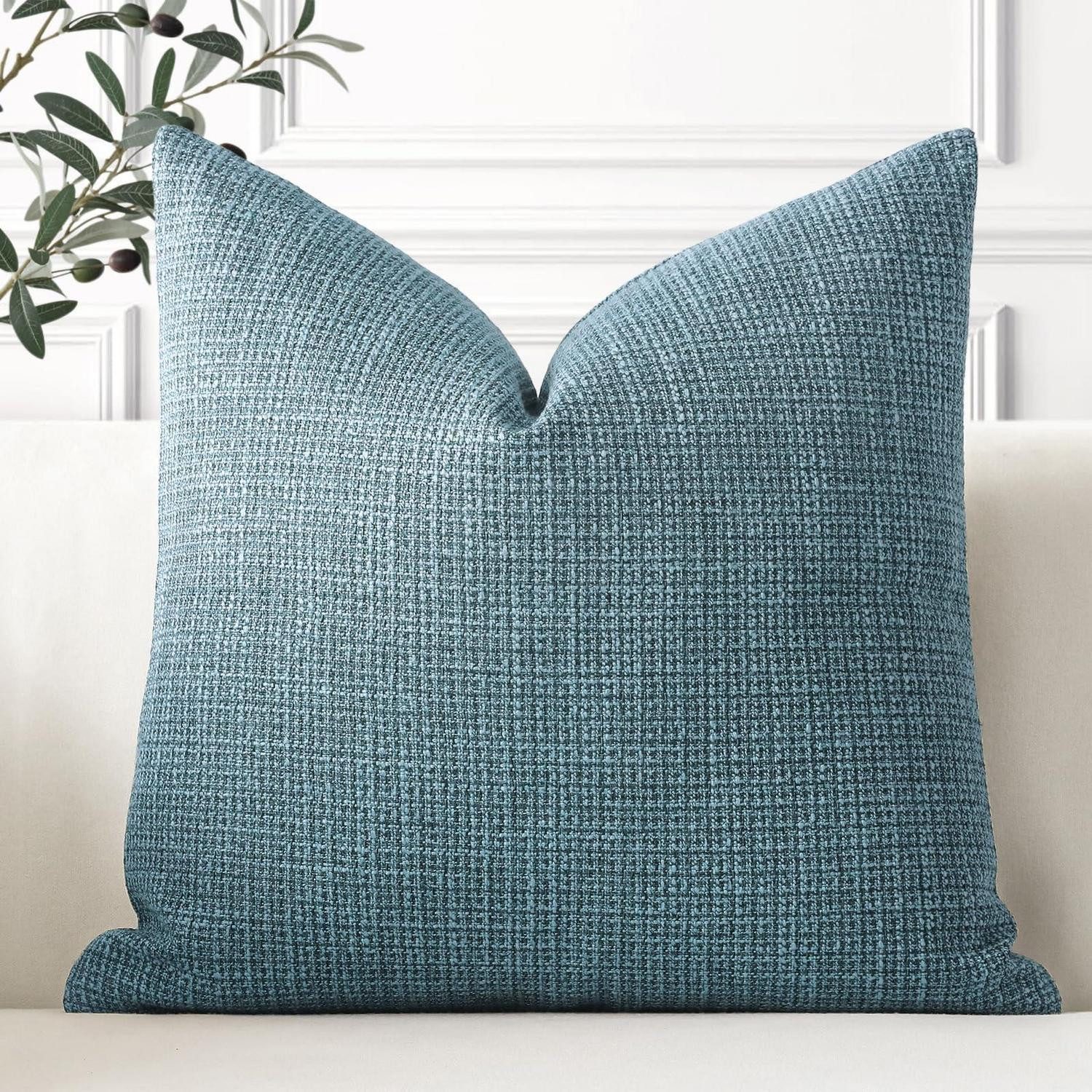LuxusKollektion Kissenbezug Kissenbezug Leinen Blau 45x45cm 1er Set, (1 Stück)