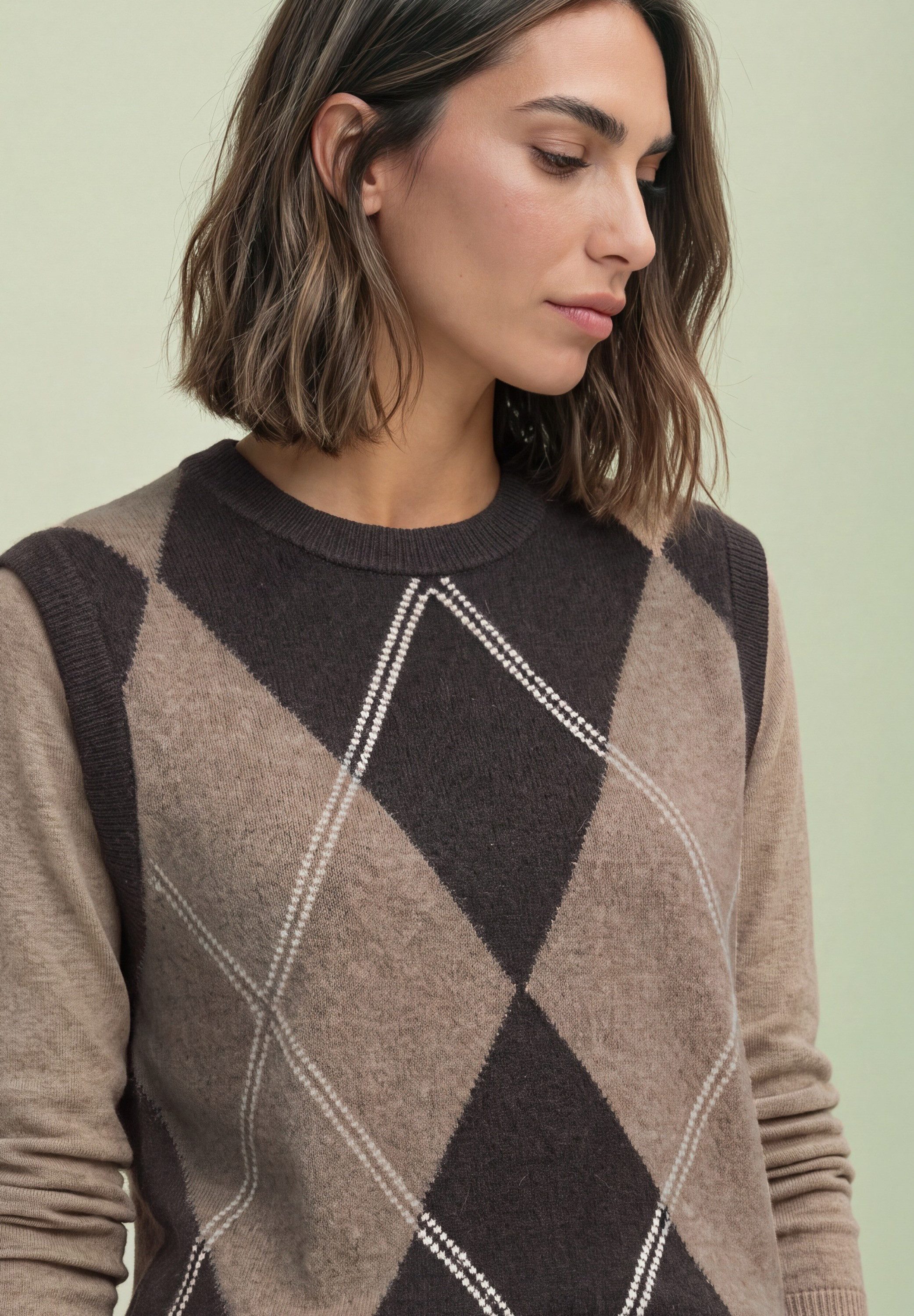 STREET ONE Pullunder Struckpullunder mit Rundhals und Argyle-Muster