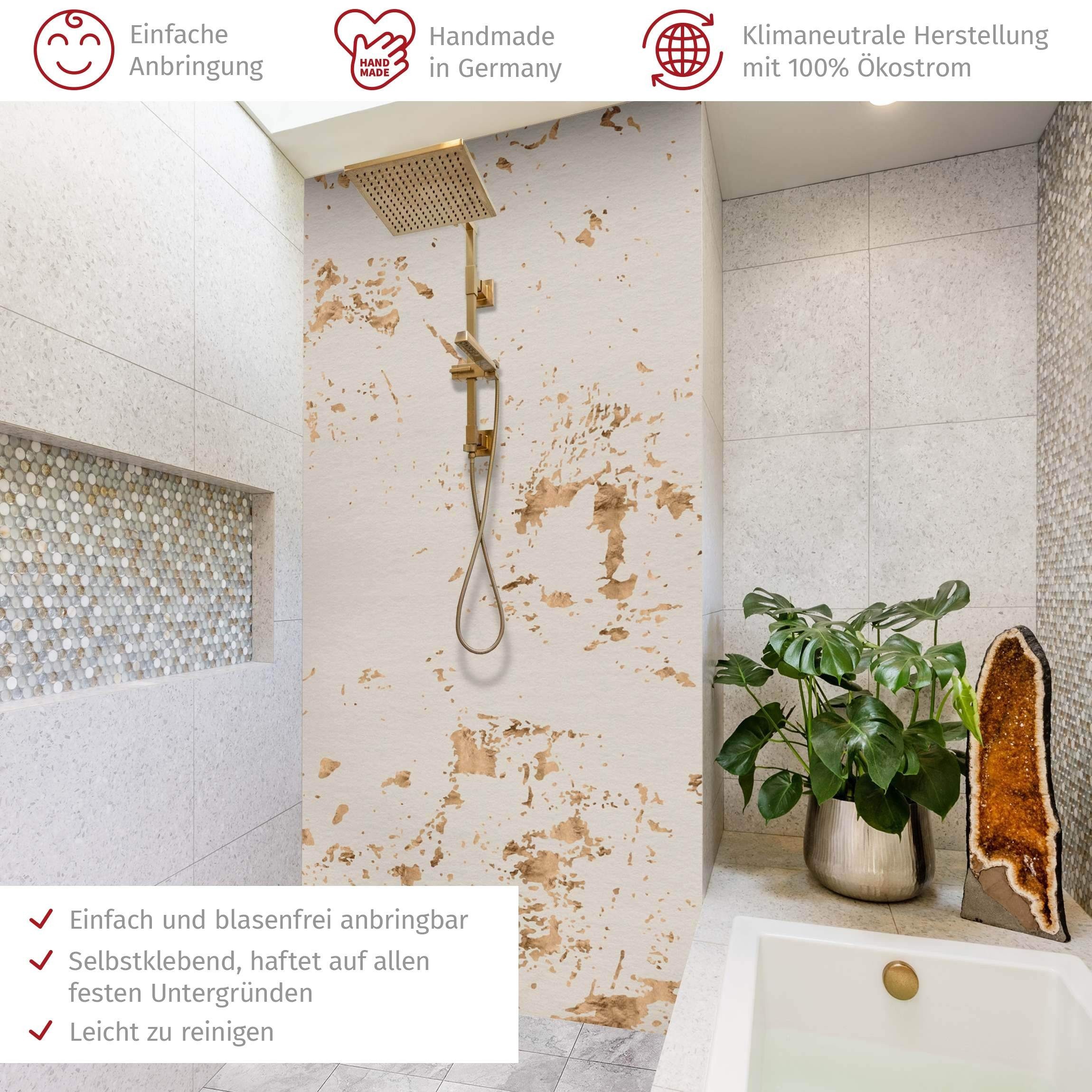 Thumbnail - Bilderdepot24 Badrückwand Muster beige Duschrückwand ohne Bohren Dusche Abstrakt, (1-tlg., Hart-Folie Premium matt 0,61 ...