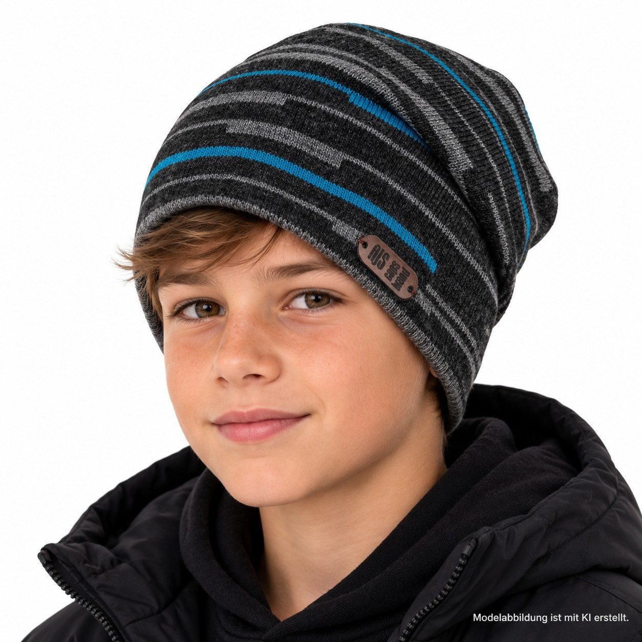 AJS Strickmütze Wintermütze Wendemütze Jungen Beanie Herrenmütze