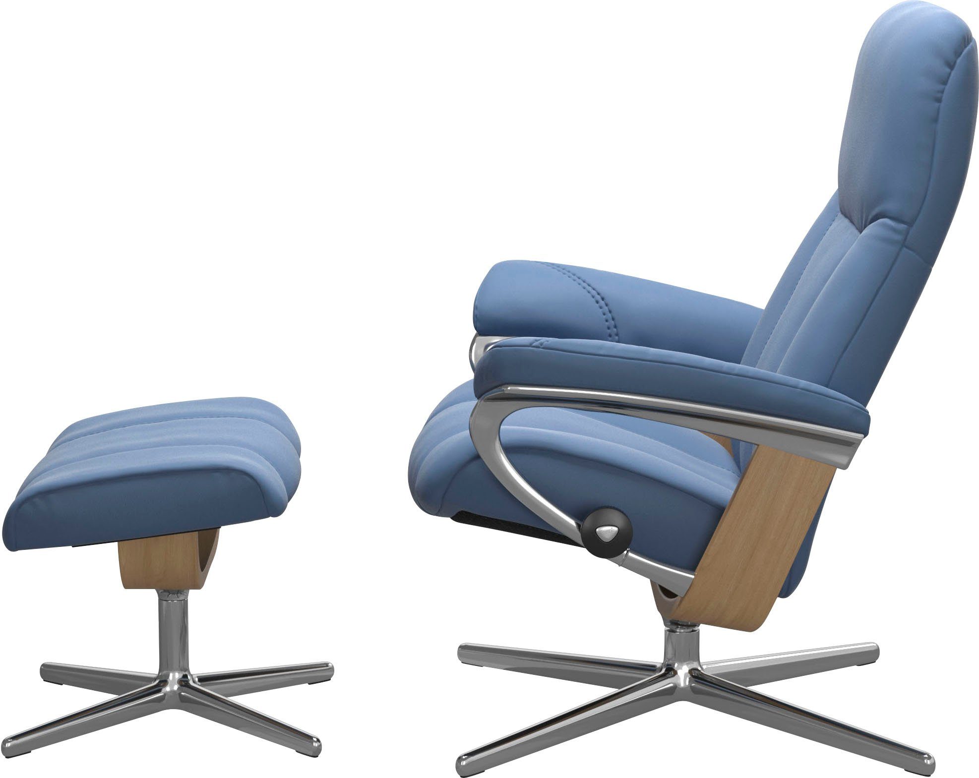 mit Holzakzent mit Hocker), Größe Base, S, Hocker, & Relaxsessel (Set, M mit Cross Relaxsessel Consul L, Stressless® Eiche