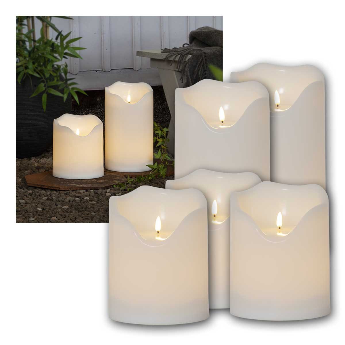 STAR TRADING LED-Leuchtmittel XXL Outdoor LED Kerze GRAND, 3D Flamme, 5er Set
